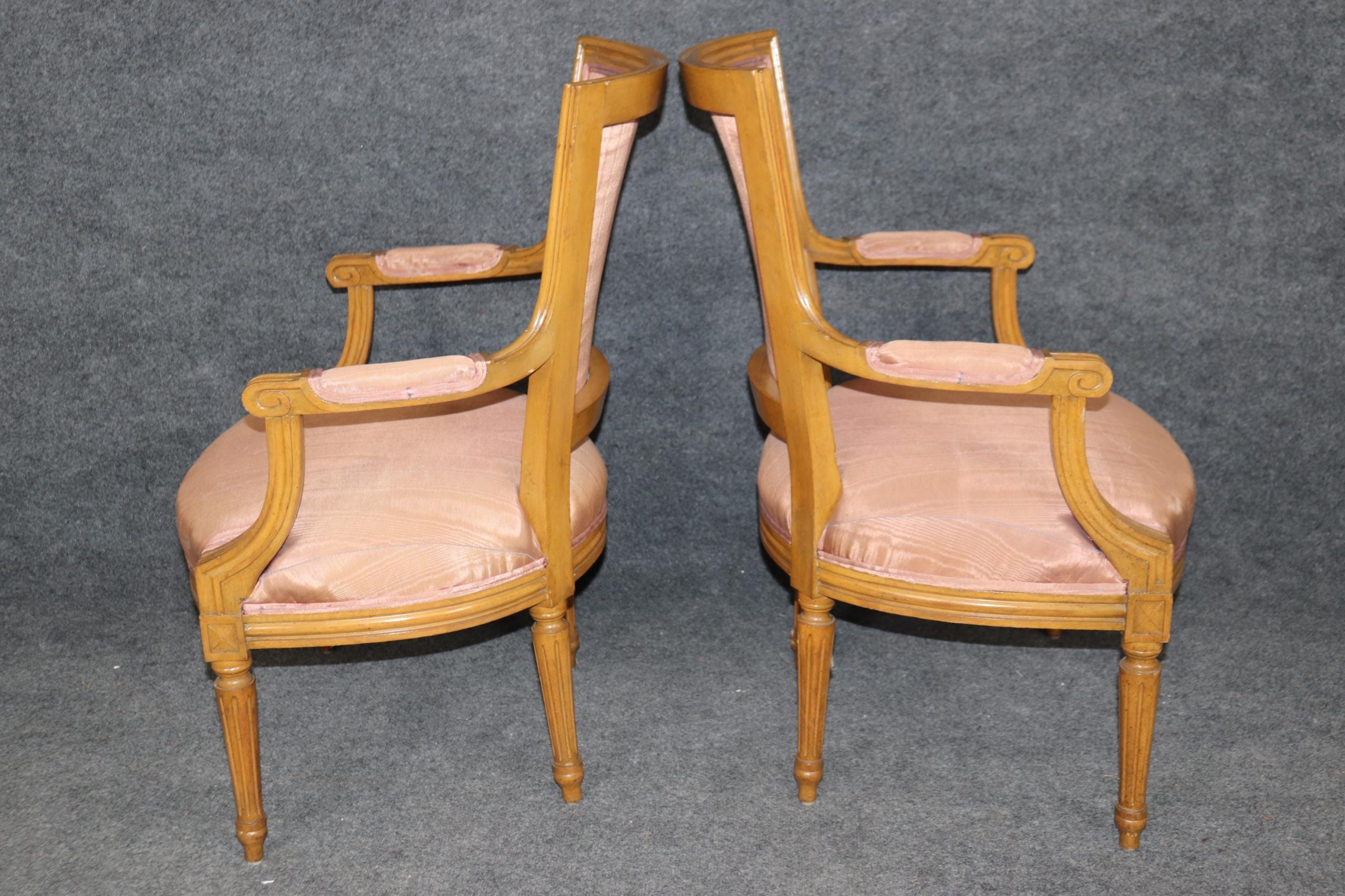 Louis XVI Style Armchairs: Vintage Upholstered Accent Chairs, Pair - Image 3