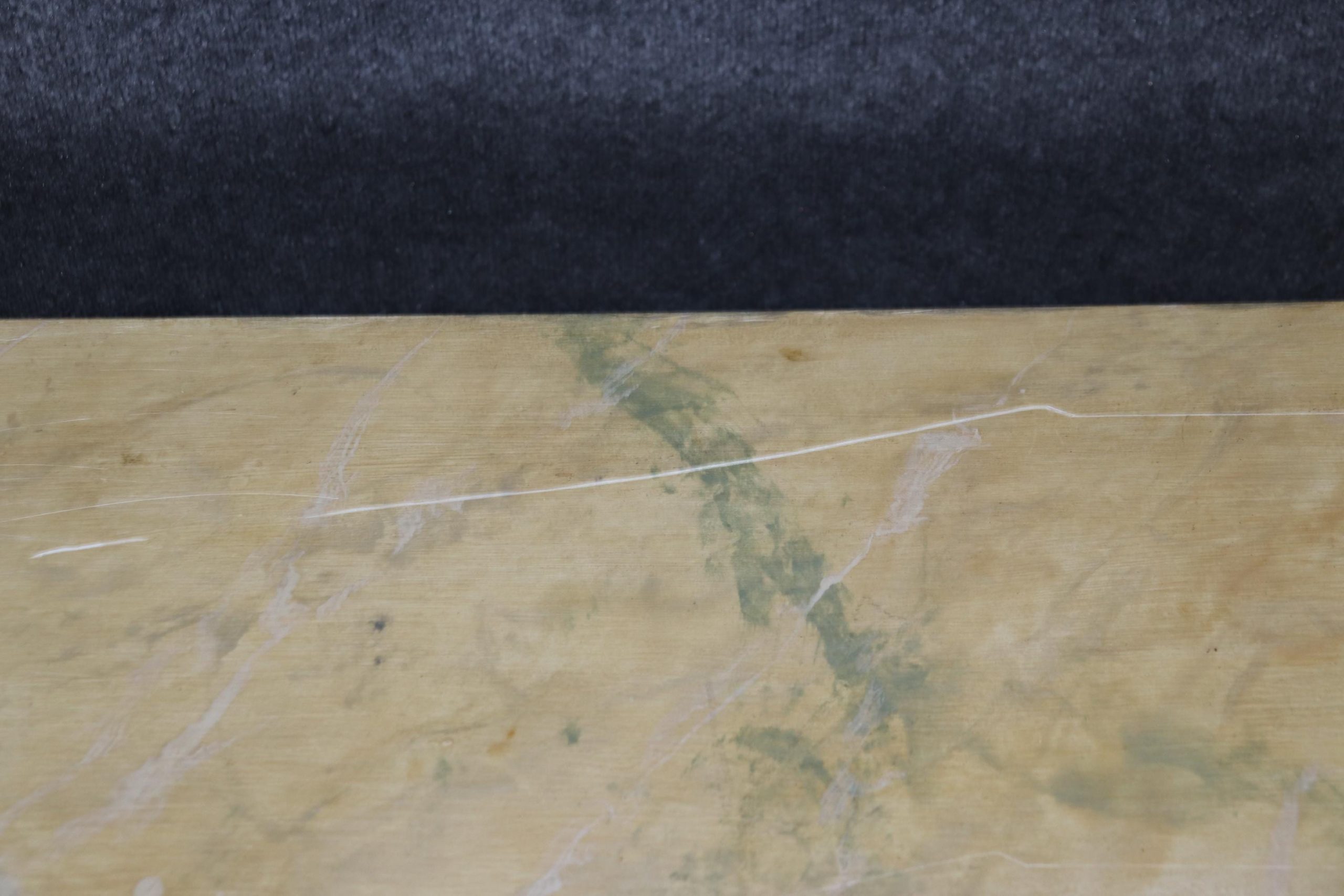 Vintage Faux Marble Top Console Tables: White Painted Sofa Tables, Pair - Image 7