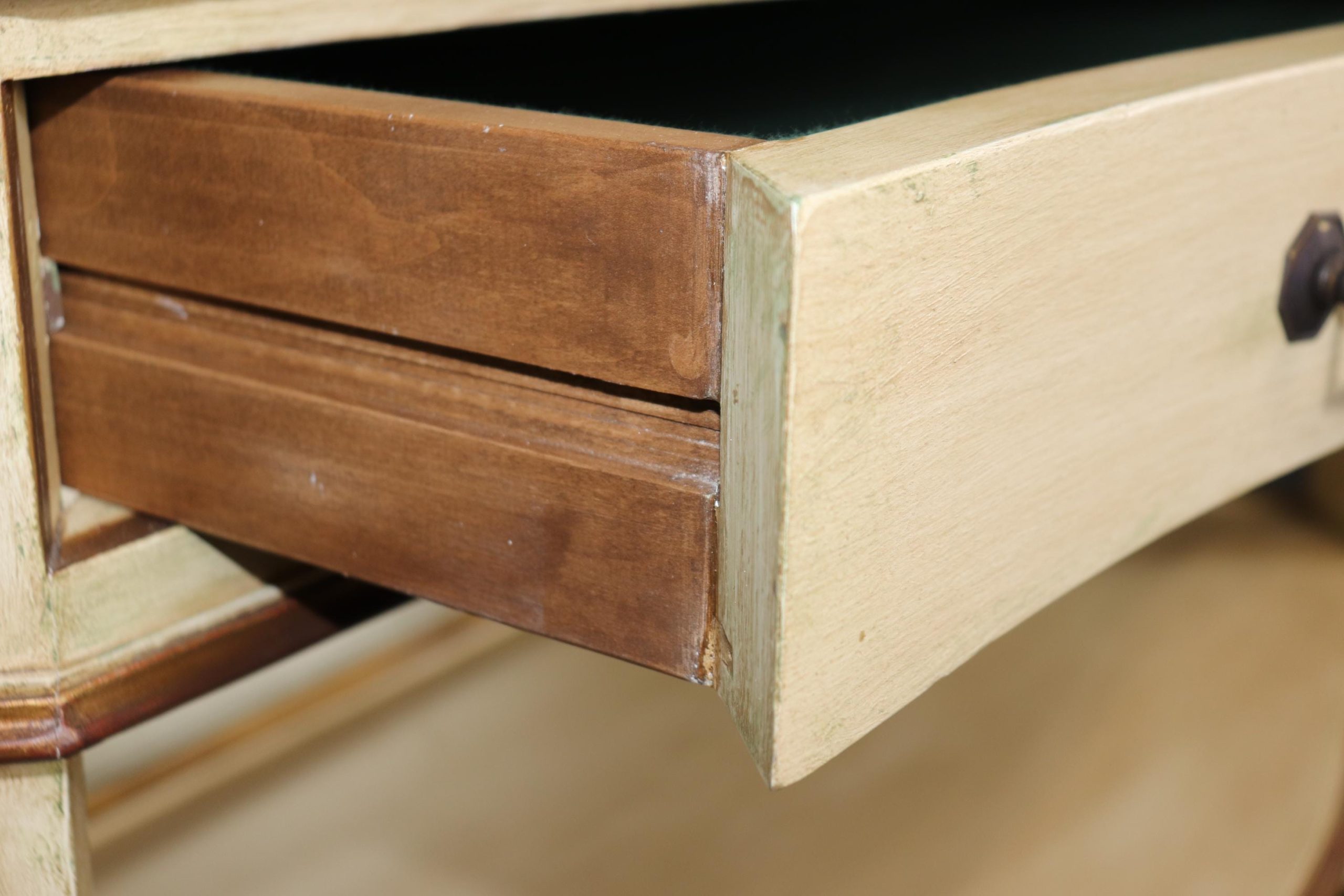 Vintage Faux Marble Top Console Tables: White Painted Sofa Tables, Pair - Image 8