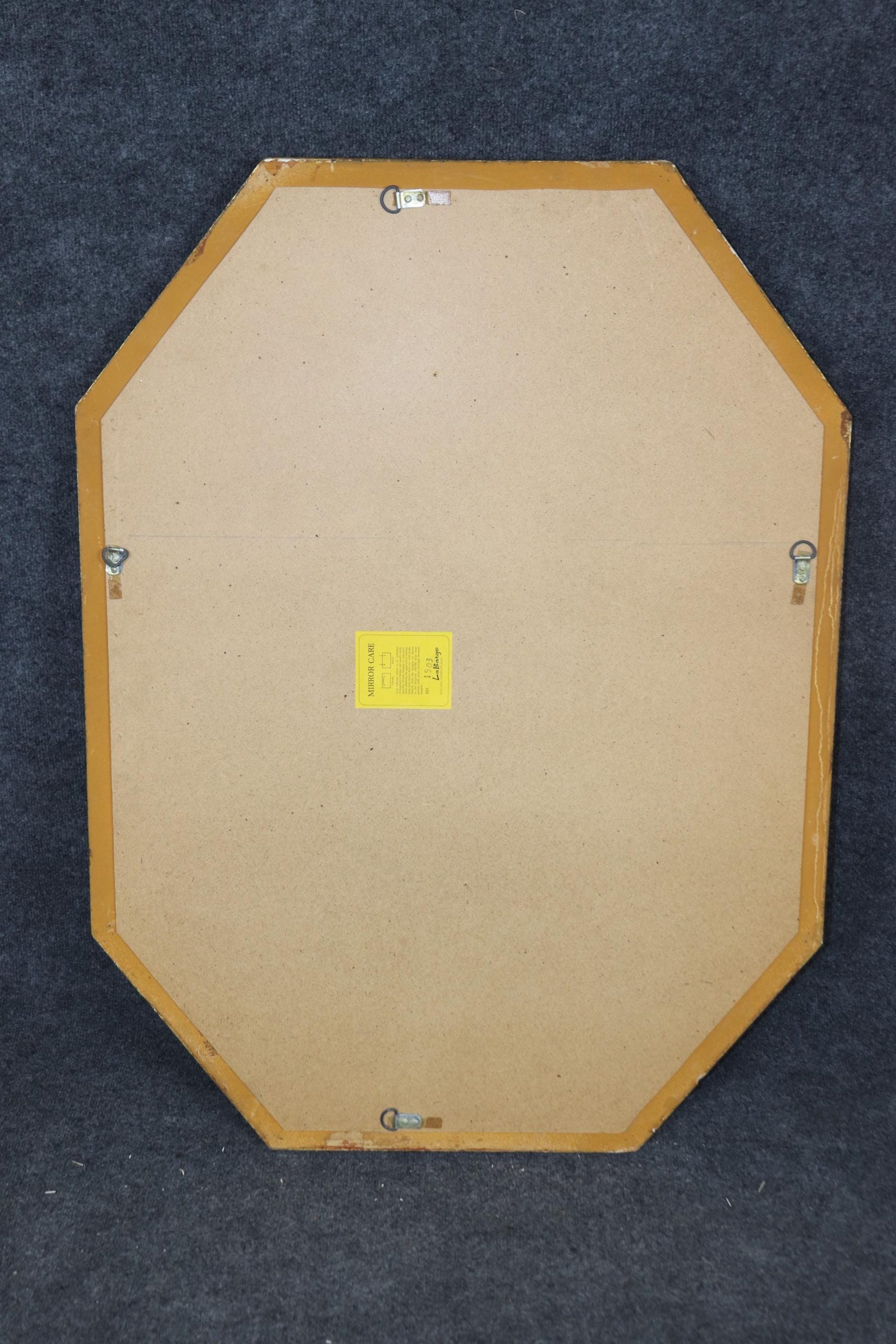 LaBarge Hollywood Regency Gold Gilt Octagonal Wall Mirror - Image 3