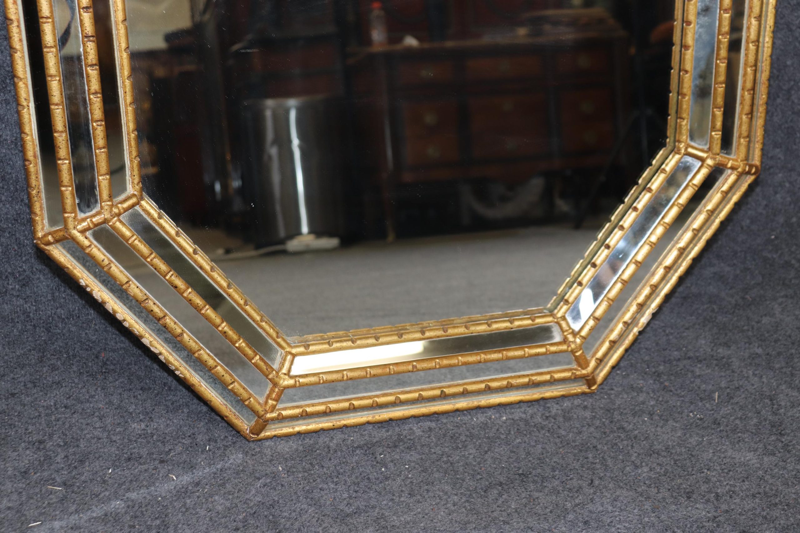 LaBarge Hollywood Regency Gold Gilt Octagonal Wall Mirror - Image 8