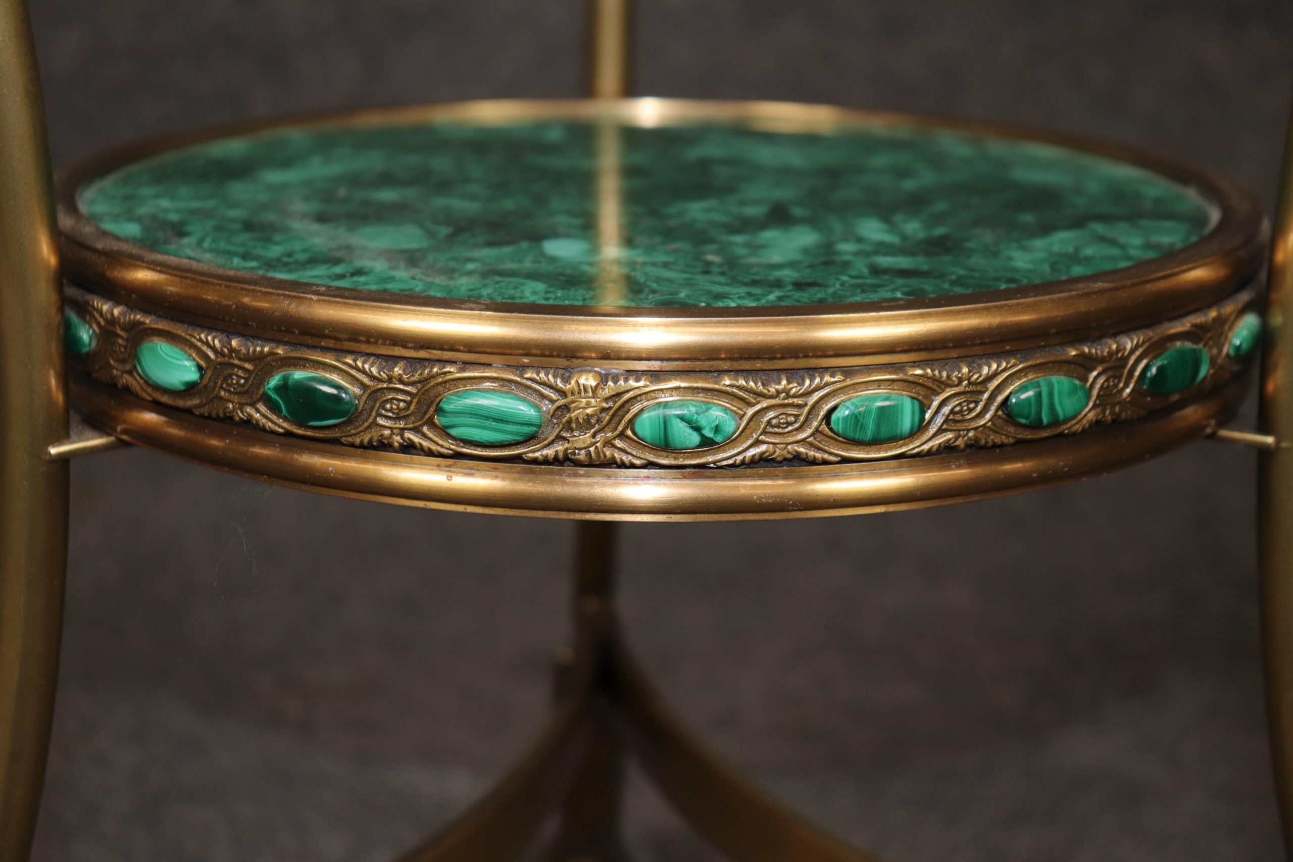 Vintage French Directoire Malachite Gueridon Tables: Two-Tier Accent Tables - Image 9