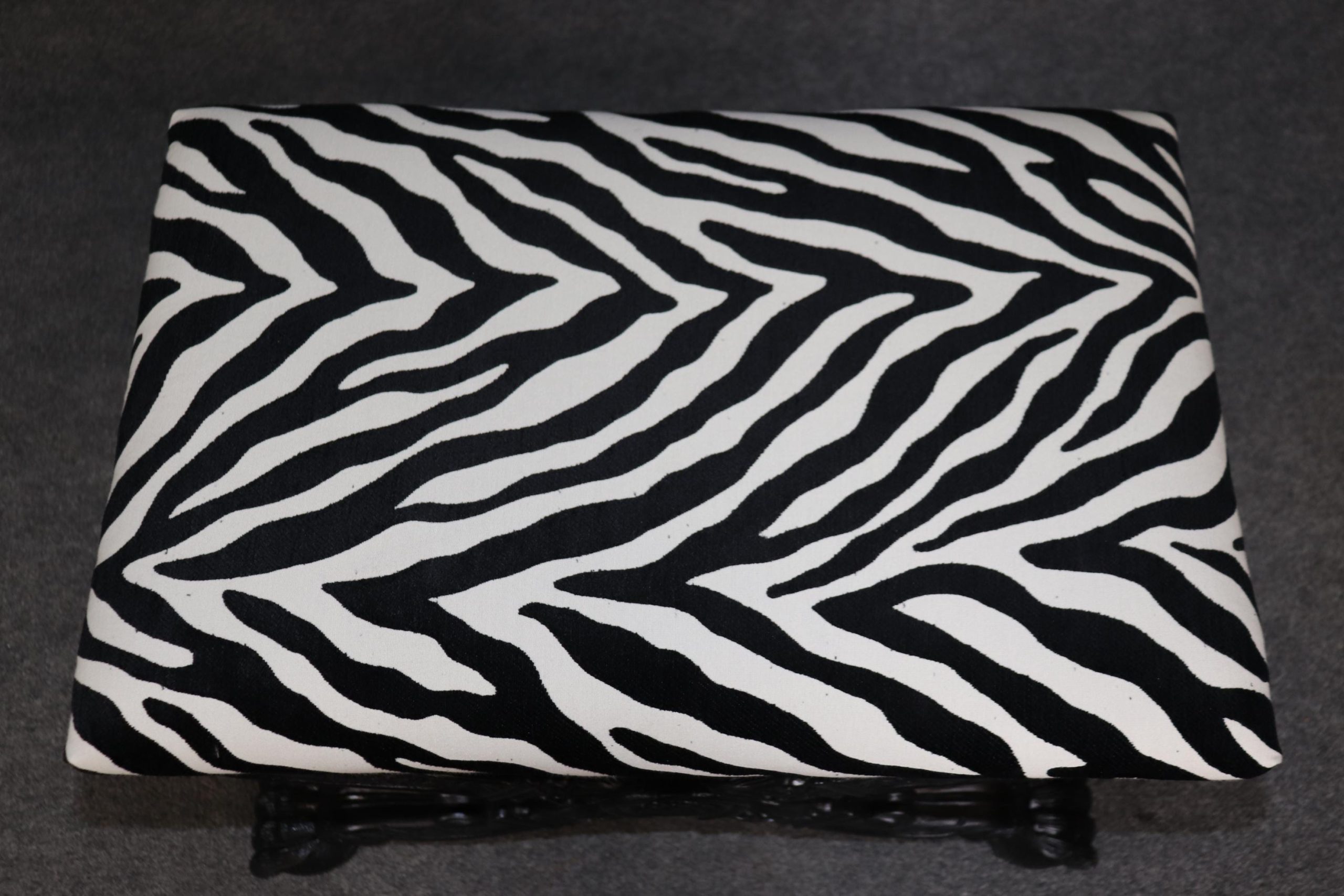 Victorian Ebonized X Benches: Zebra Print Upholstery, Pair - Image 10