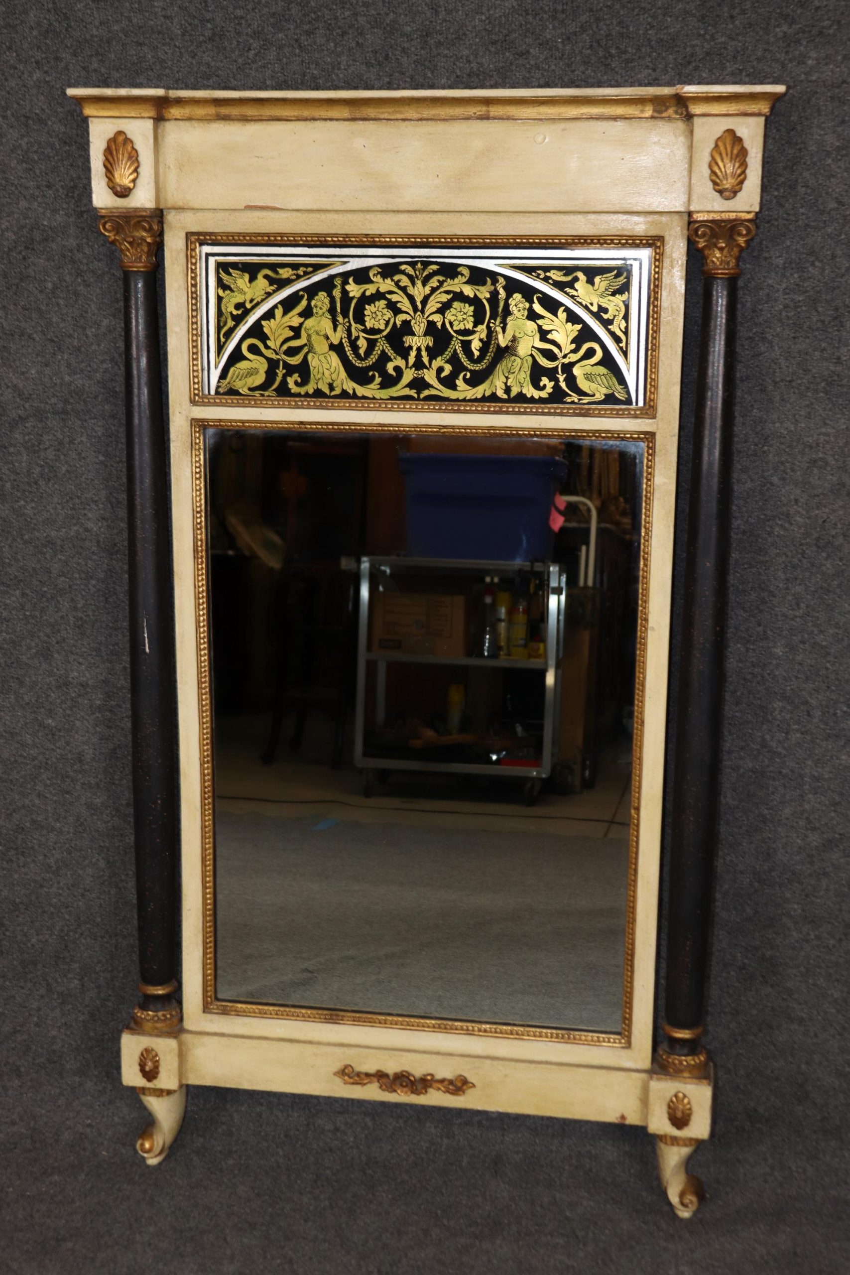 Italian Neoclassical Trumeau Mirror with Eglomise Panel - Image 2