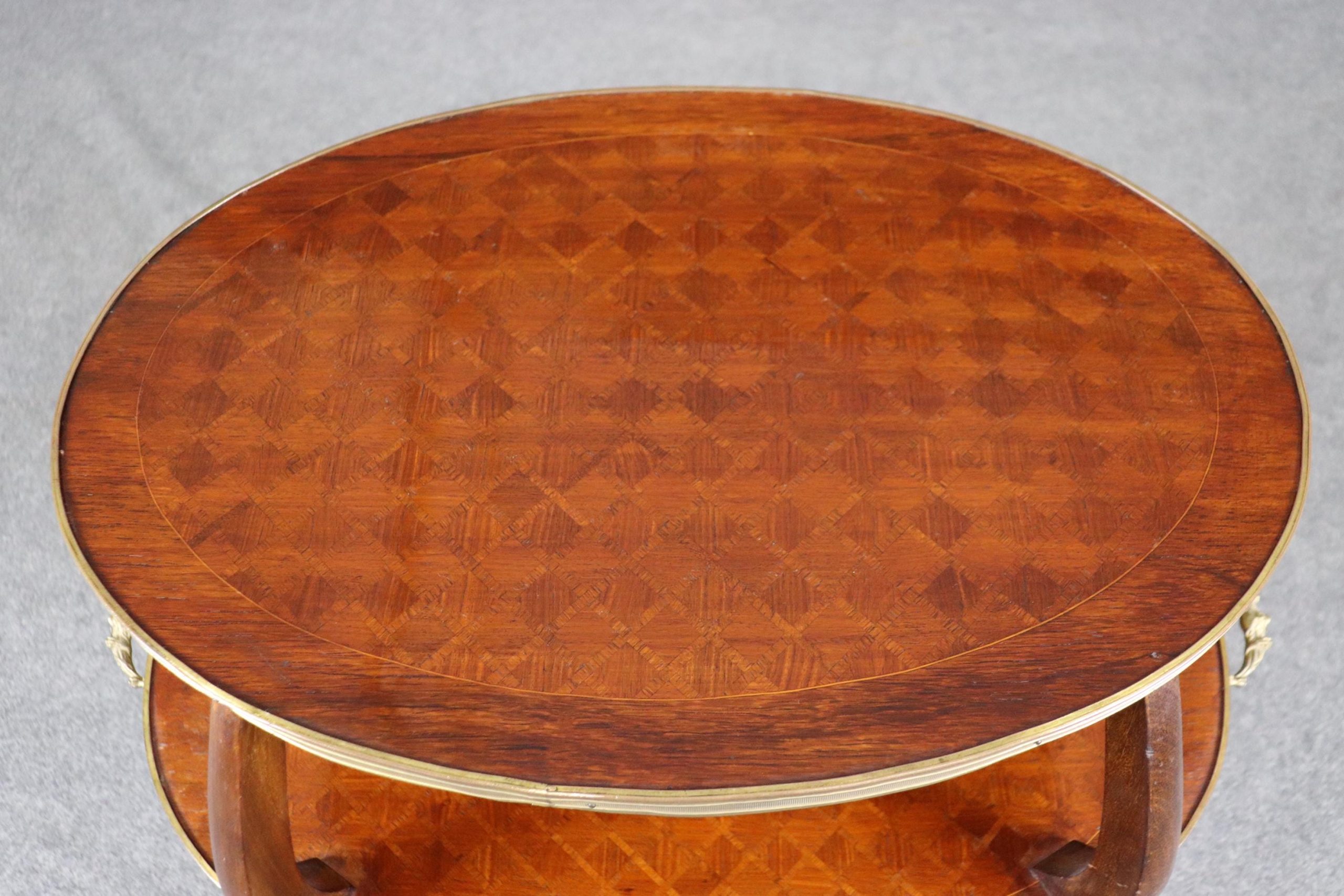 Vintage French Louis XV Style Inlaid Two Tier Dessert Table - Image 9