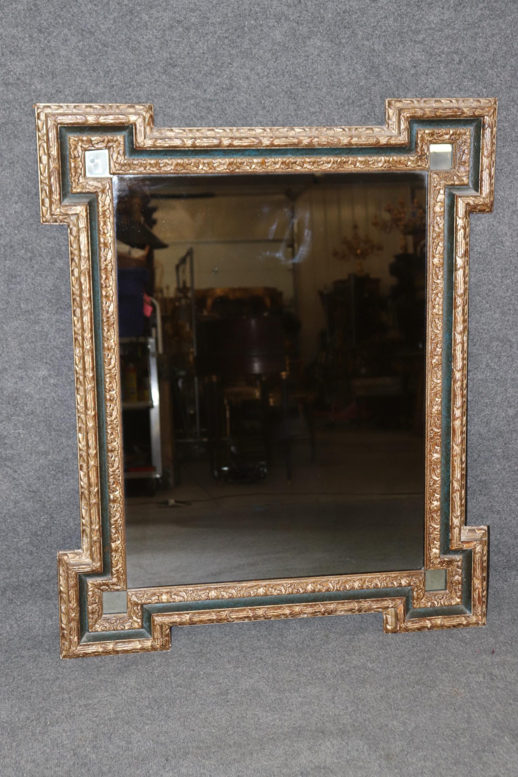 Louis XVI Style Ebonized Silver Gilt Mirror: Vintage Wall Decor - Image 2