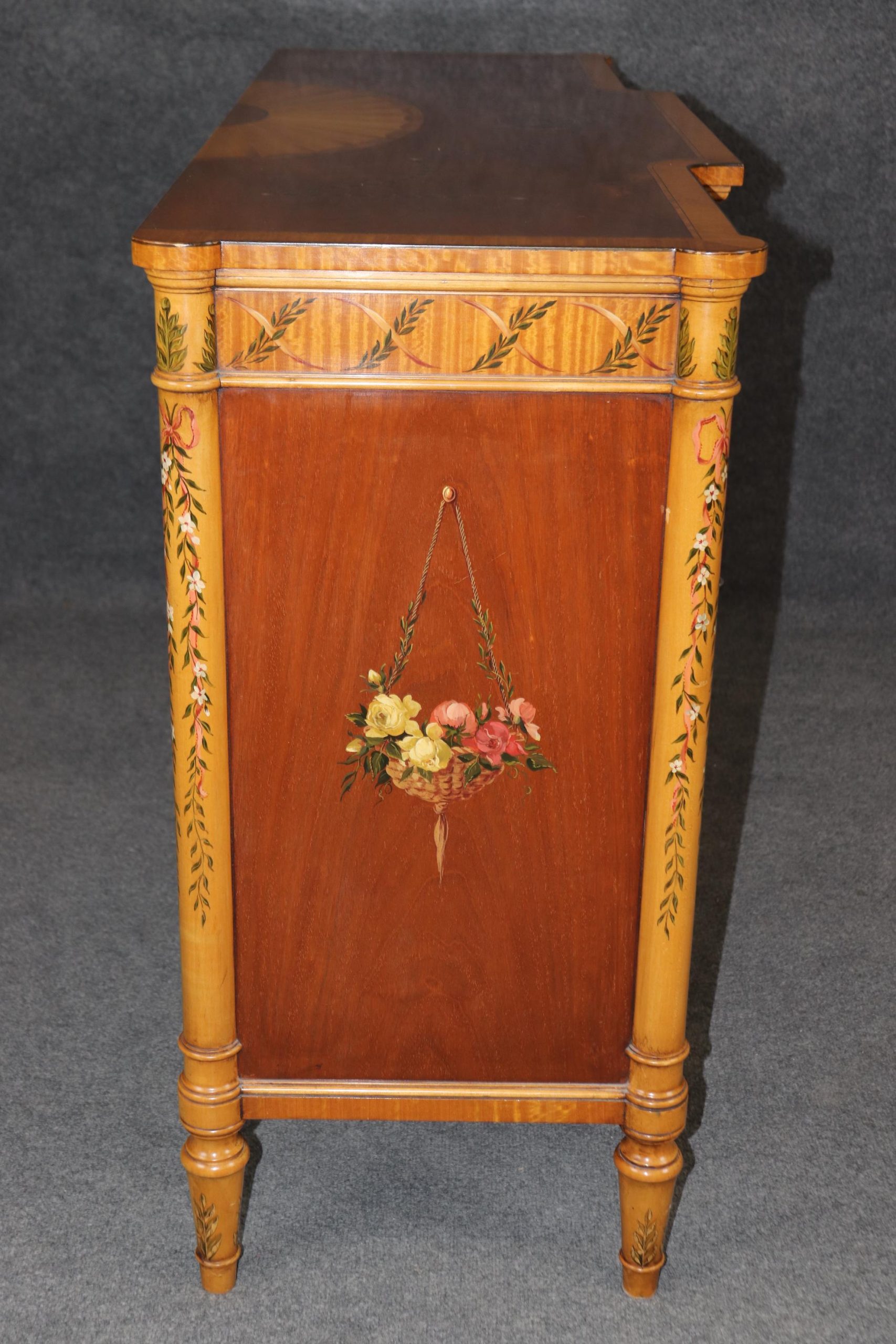 Vintage English Adams Style Painted Server: MCM Dining Room Furniture - Image 2