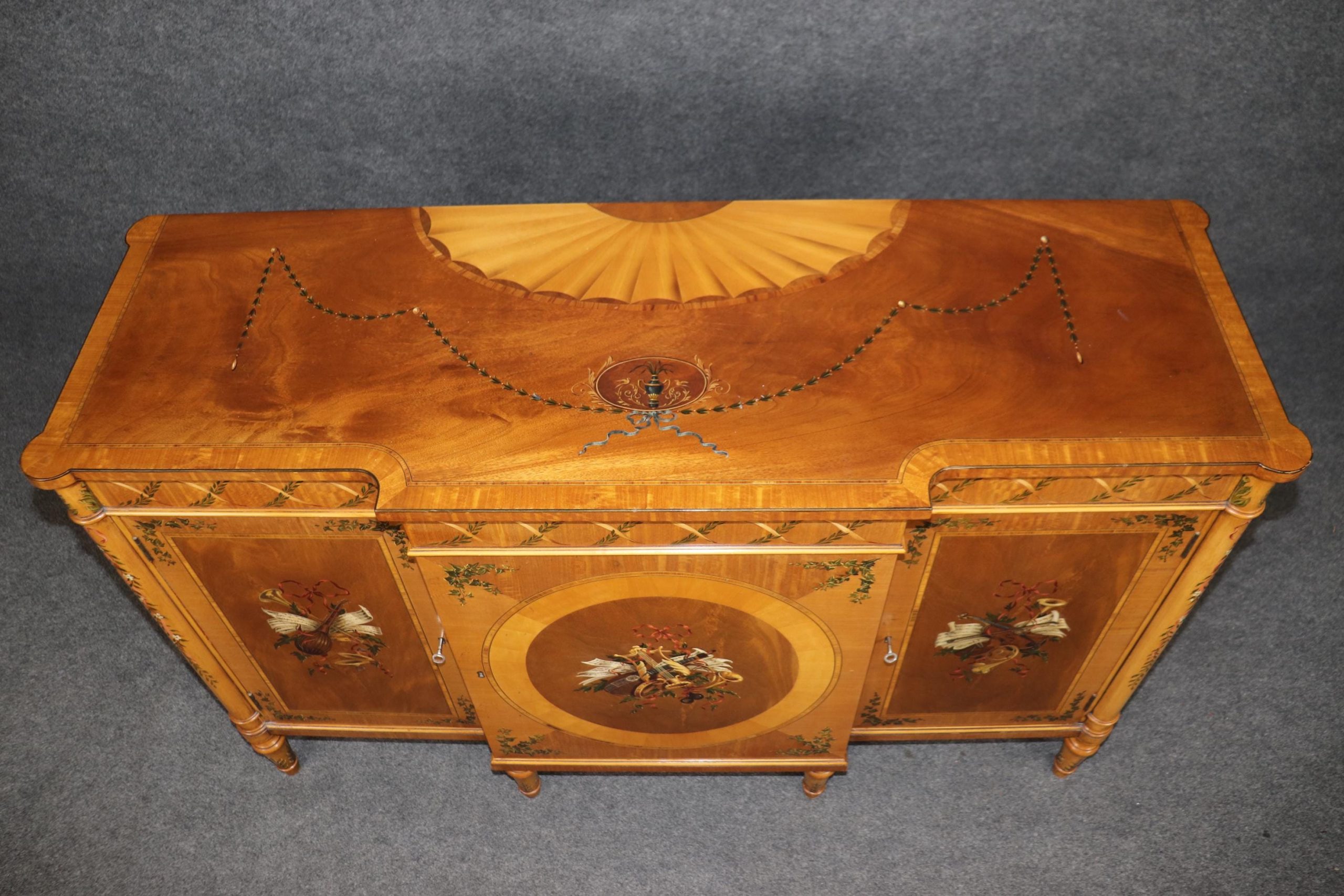 Vintage English Adams Style Painted Server: MCM Dining Room Furniture - Image 6