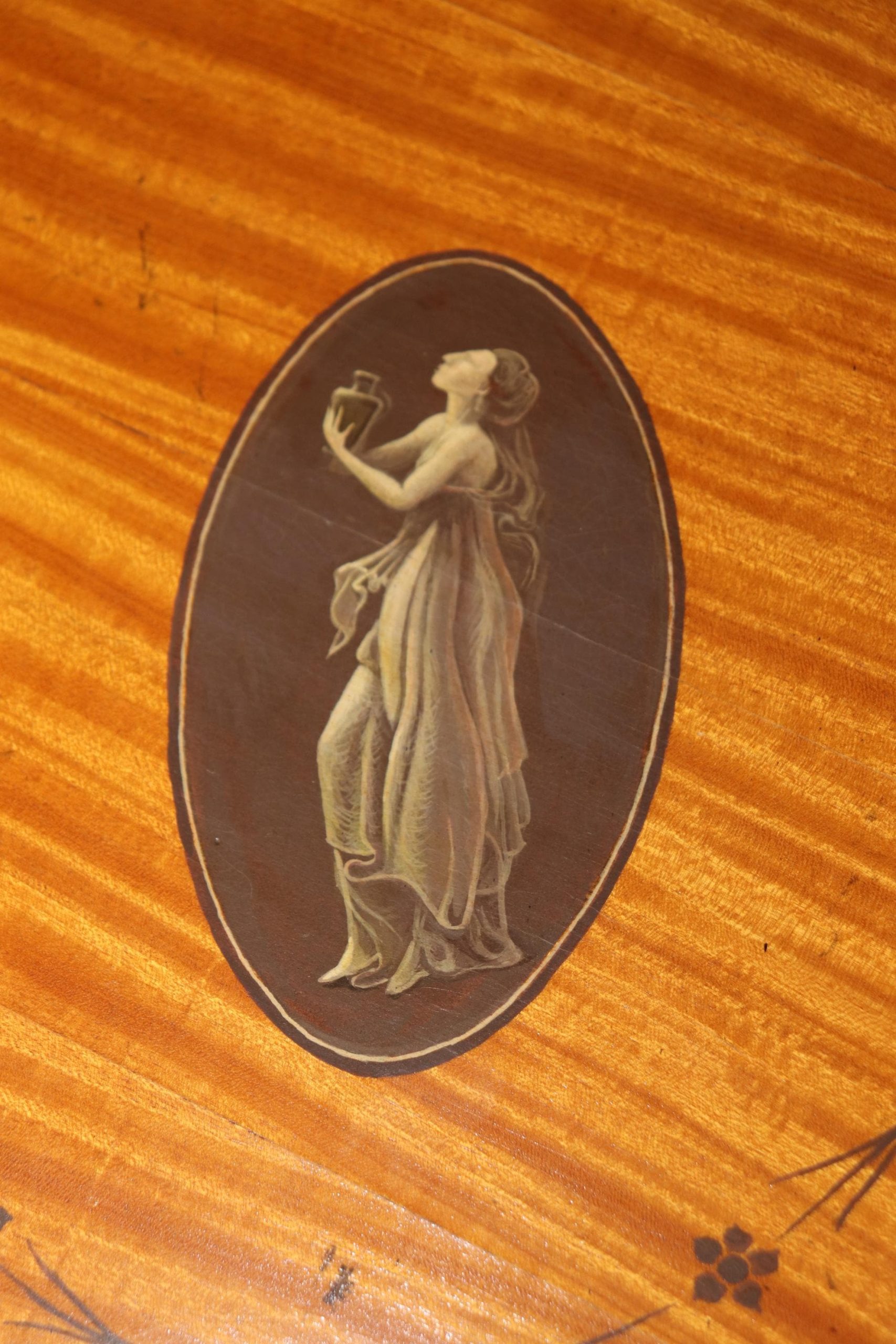 1920s Adams Style Demilune Flip Top Tables: Painted Accent Console Pair - Image 10