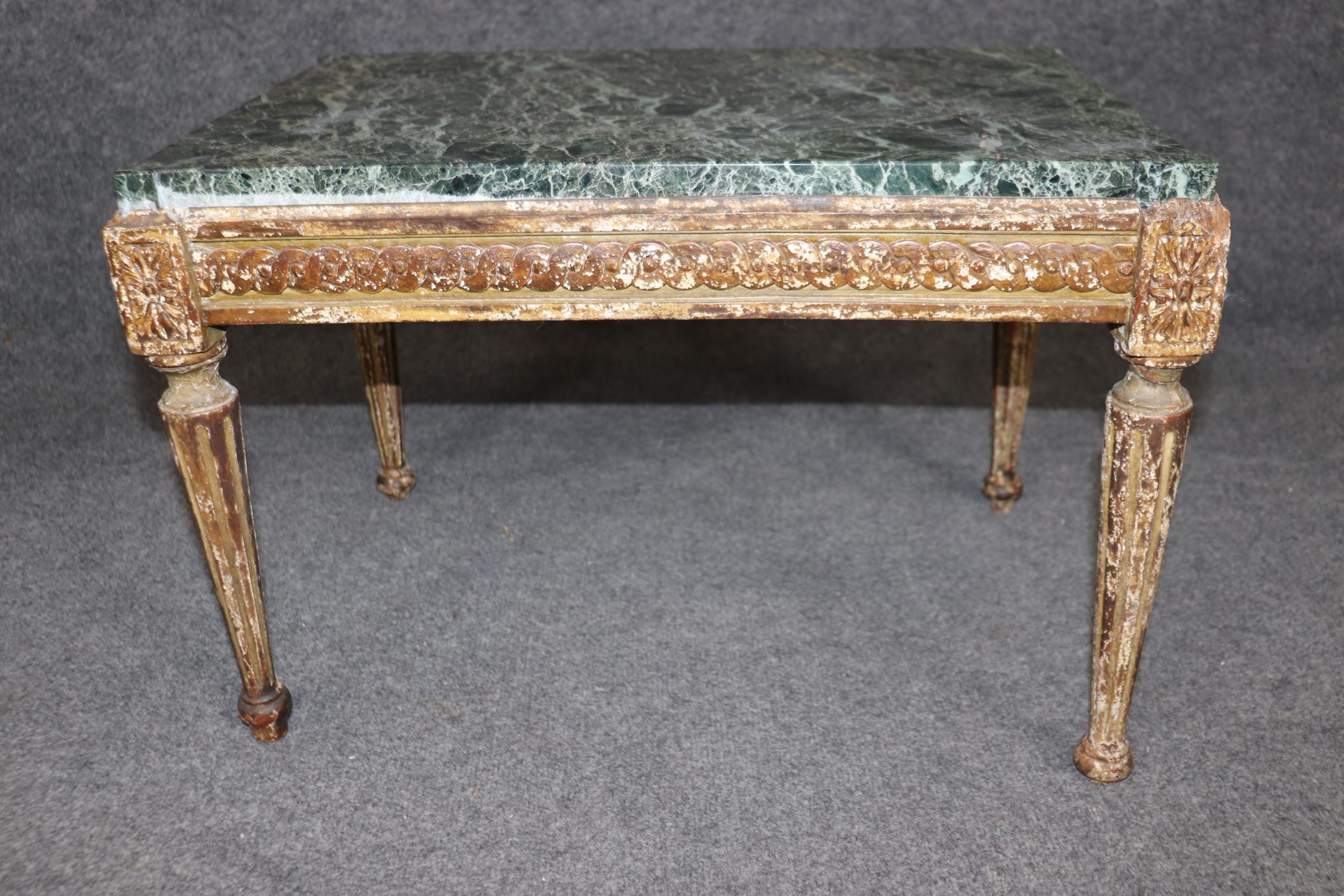 Antique French Louis XVI Style Marble Top Side Table - Image 3