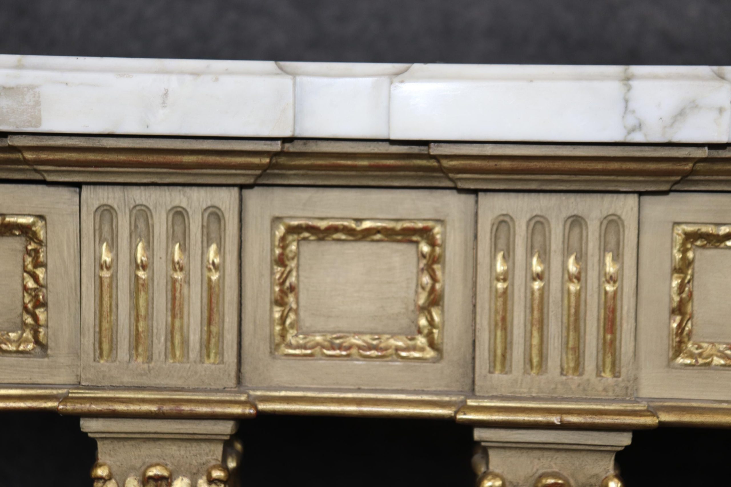 French Louis XVI Style Marble Top Console Table Attributed to Jansen Paris - Image 7