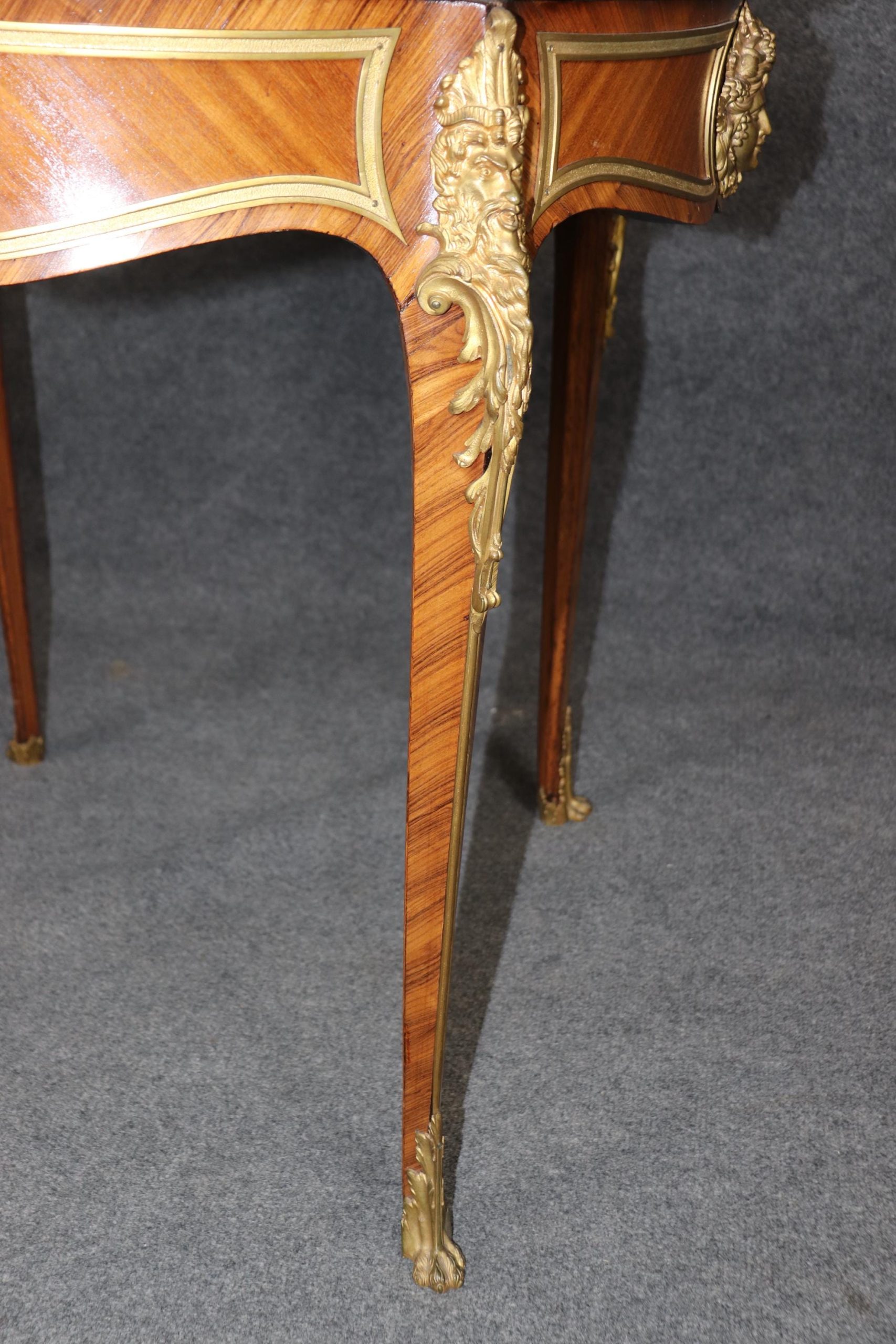 Antique French Marble Top Accent Table: Bronze Ormolu Edouard Millet Style - Image 6