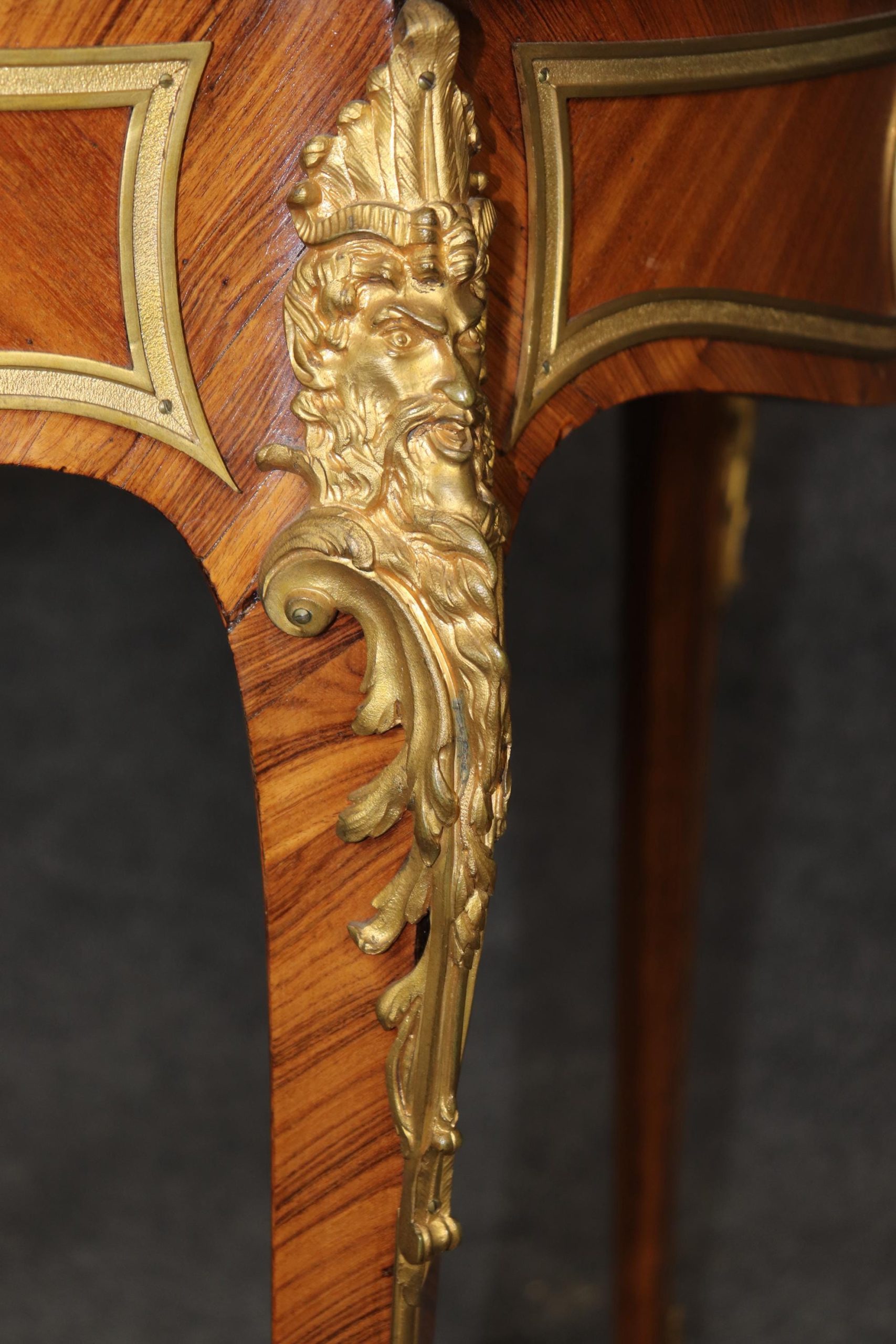 Antique French Marble Top Accent Table: Bronze Ormolu Edouard Millet Style - Image 7