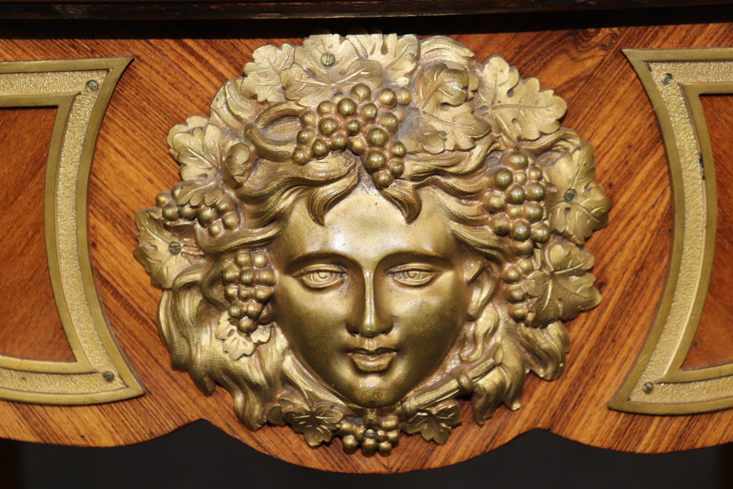 Antique French Marble Top Accent Table: Bronze Ormolu Edouard Millet Style - Image 8