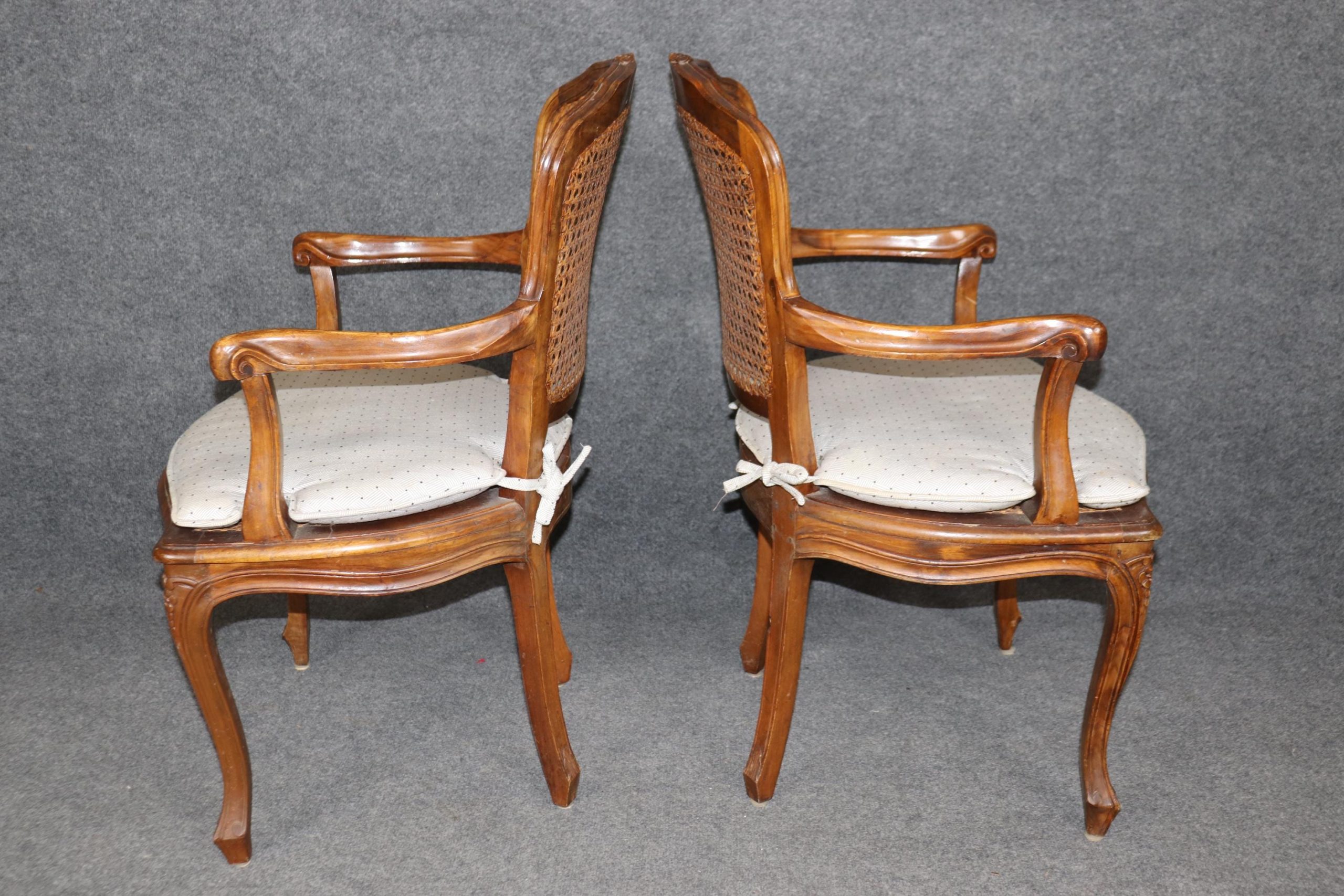 Set of 4 Vintage French Louis XV Style Cane Back Armchairs - Image 5