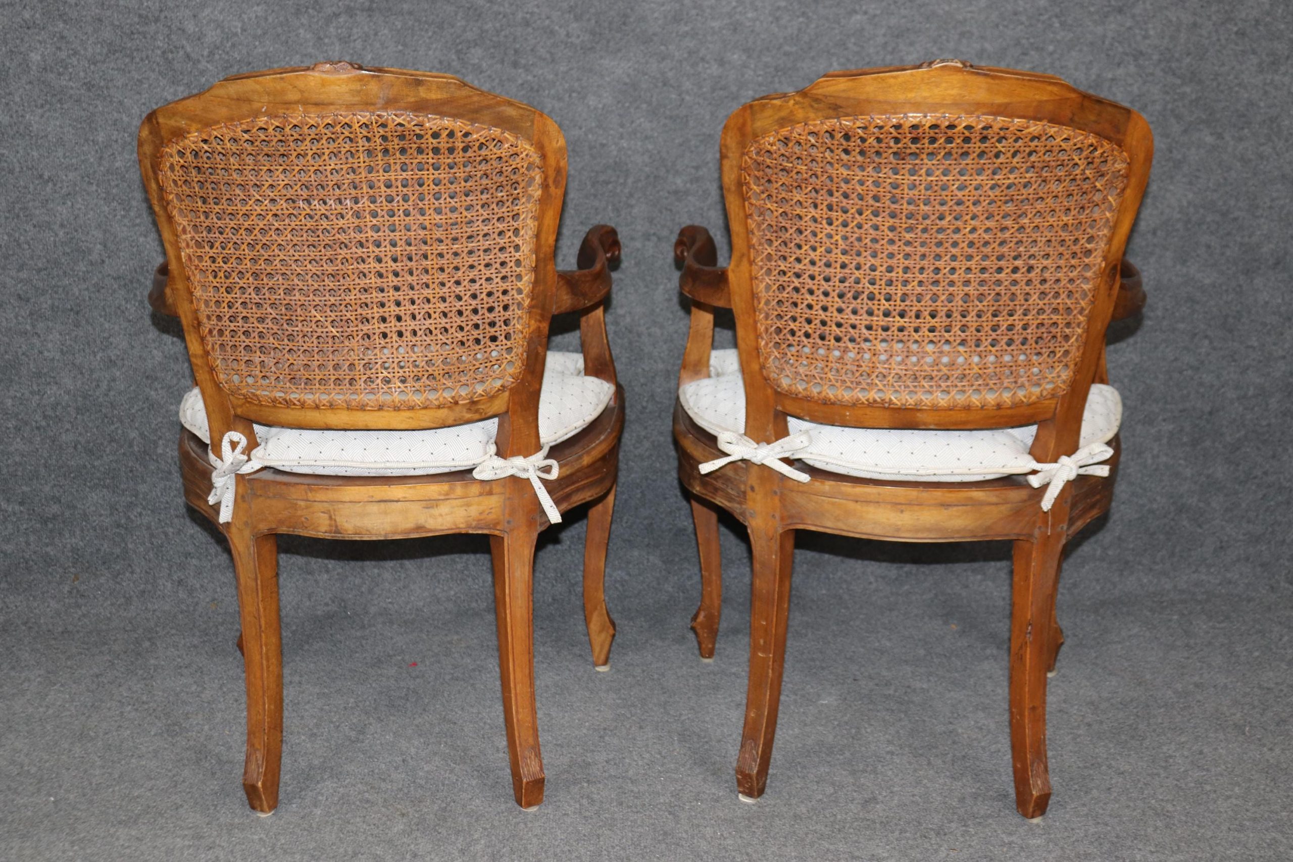 Set of 4 Vintage French Louis XV Style Cane Back Armchairs - Image 6