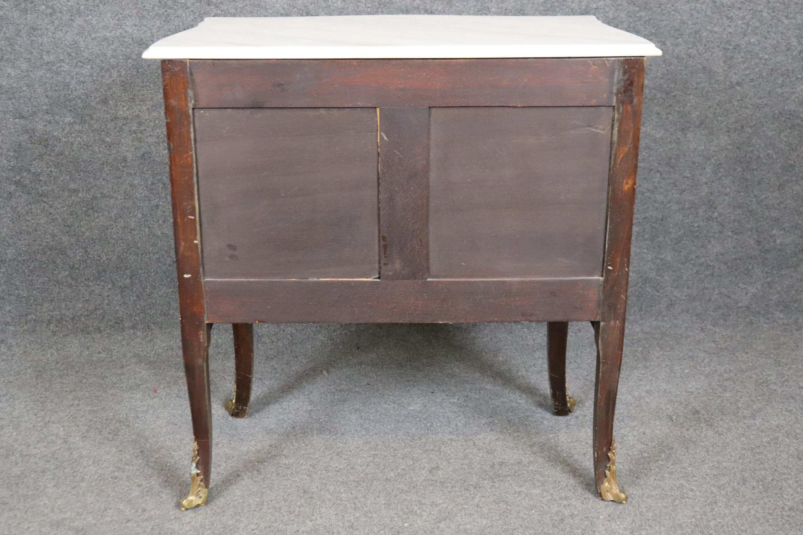 Vintage Louis XV Style Marble Top Commode: Bronze Mounted Nightstand - Image 5