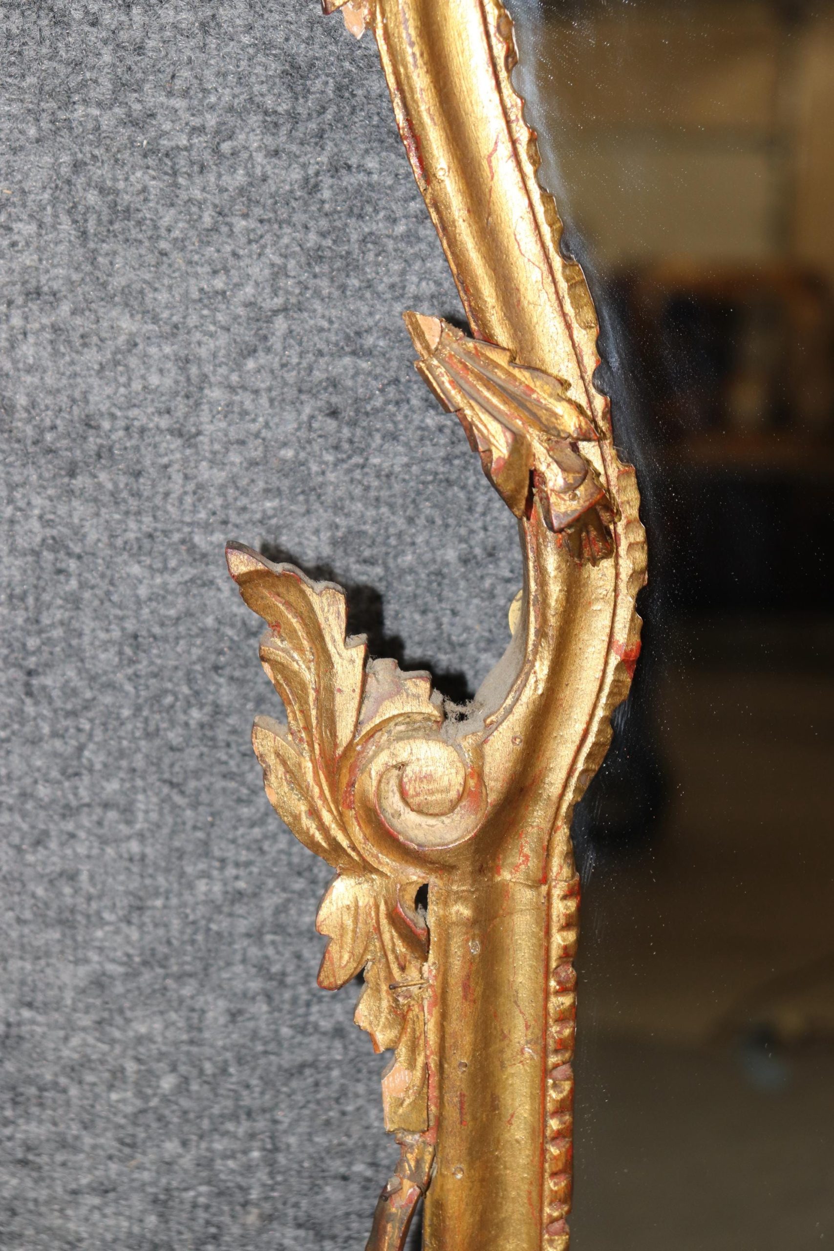 Antique Italian Rococo Gilt Mirror: Carved Wood Wall Decor - Image 8