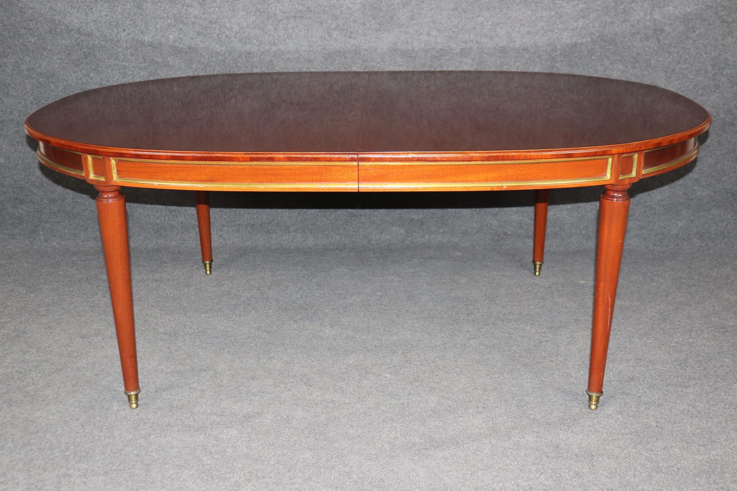 Vintage French Louis XVI Style Dining Table: Brass Mounted Maison Jansen - Image 3