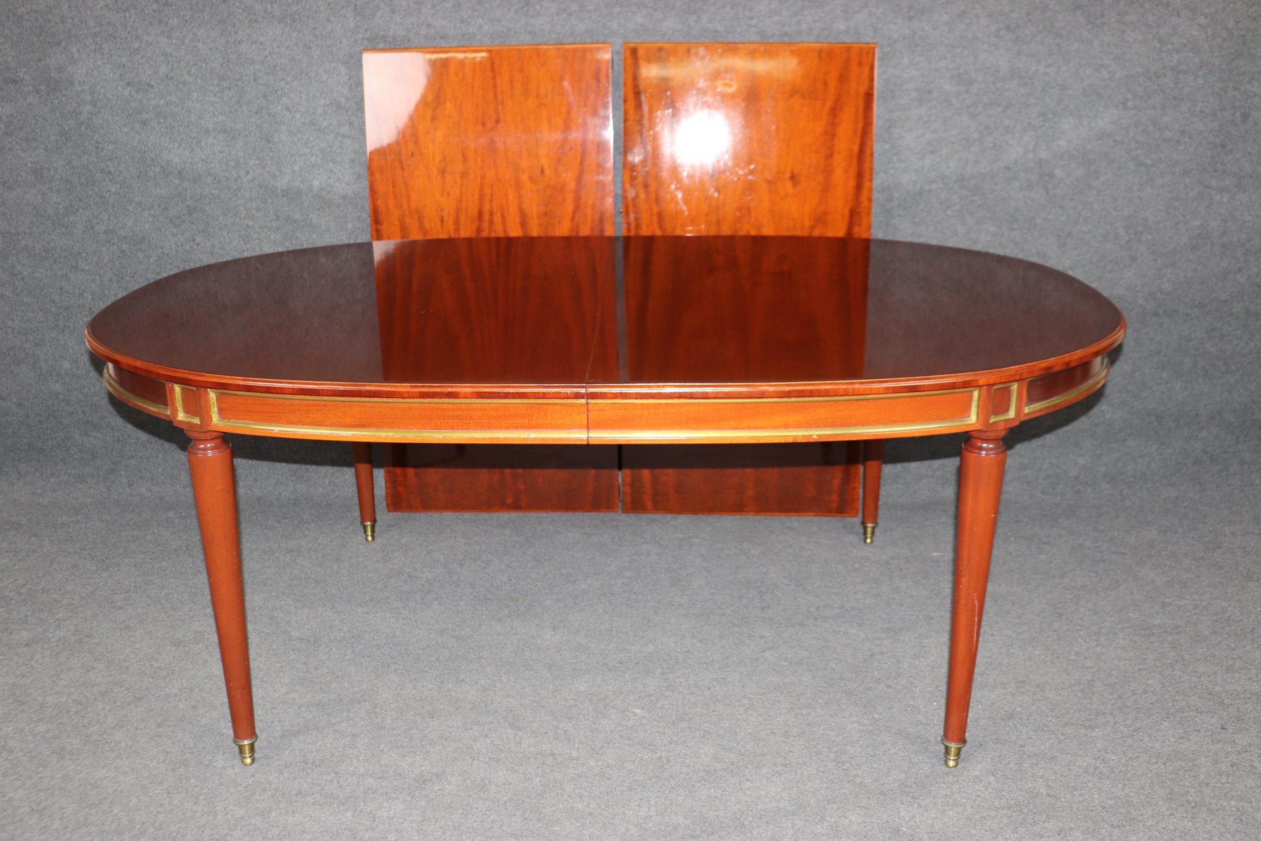 Vintage French Louis XVI Style Dining Table: Brass Mounted Maison Jansen - Image 4