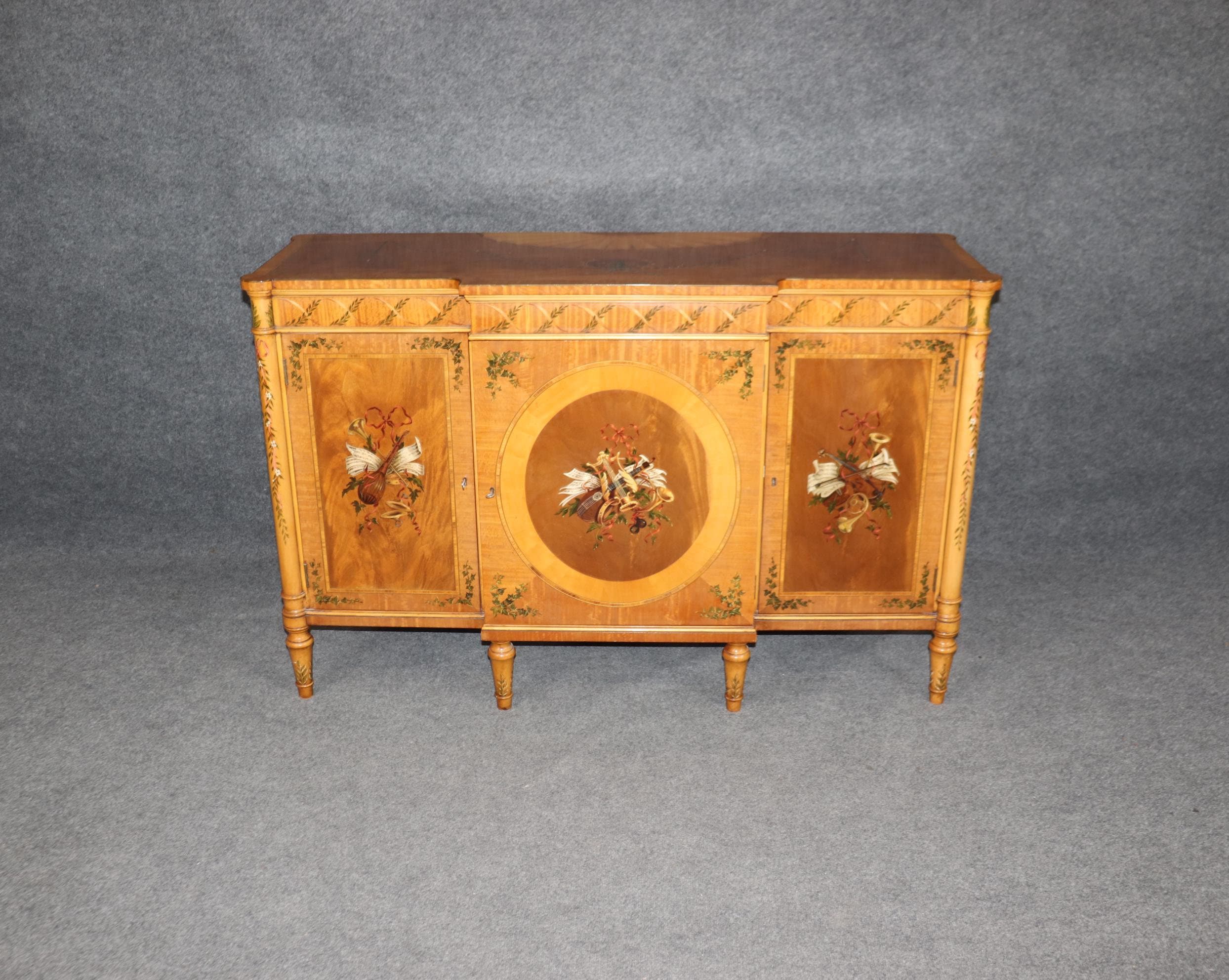 Vintage English Adams Style Painted Server: MCM Dining Room Furniture