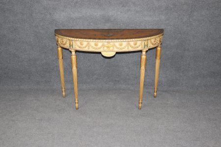 Vintage Adams Style Demilune Console Table: Hand-Painted Accent Furniture