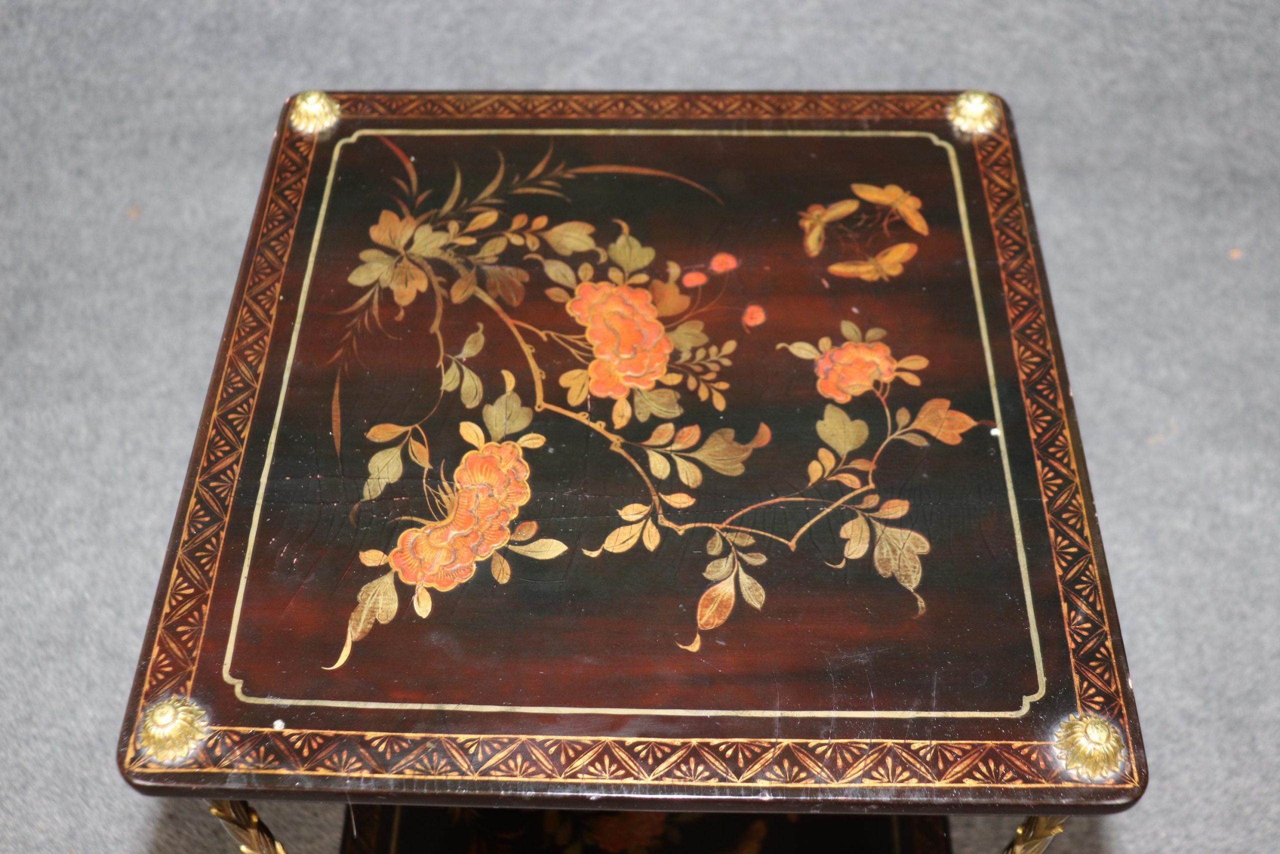 French Directoire Chinoiserie Accent Table: Maison Bagues Brass Two-Tier Side Table - Image 5