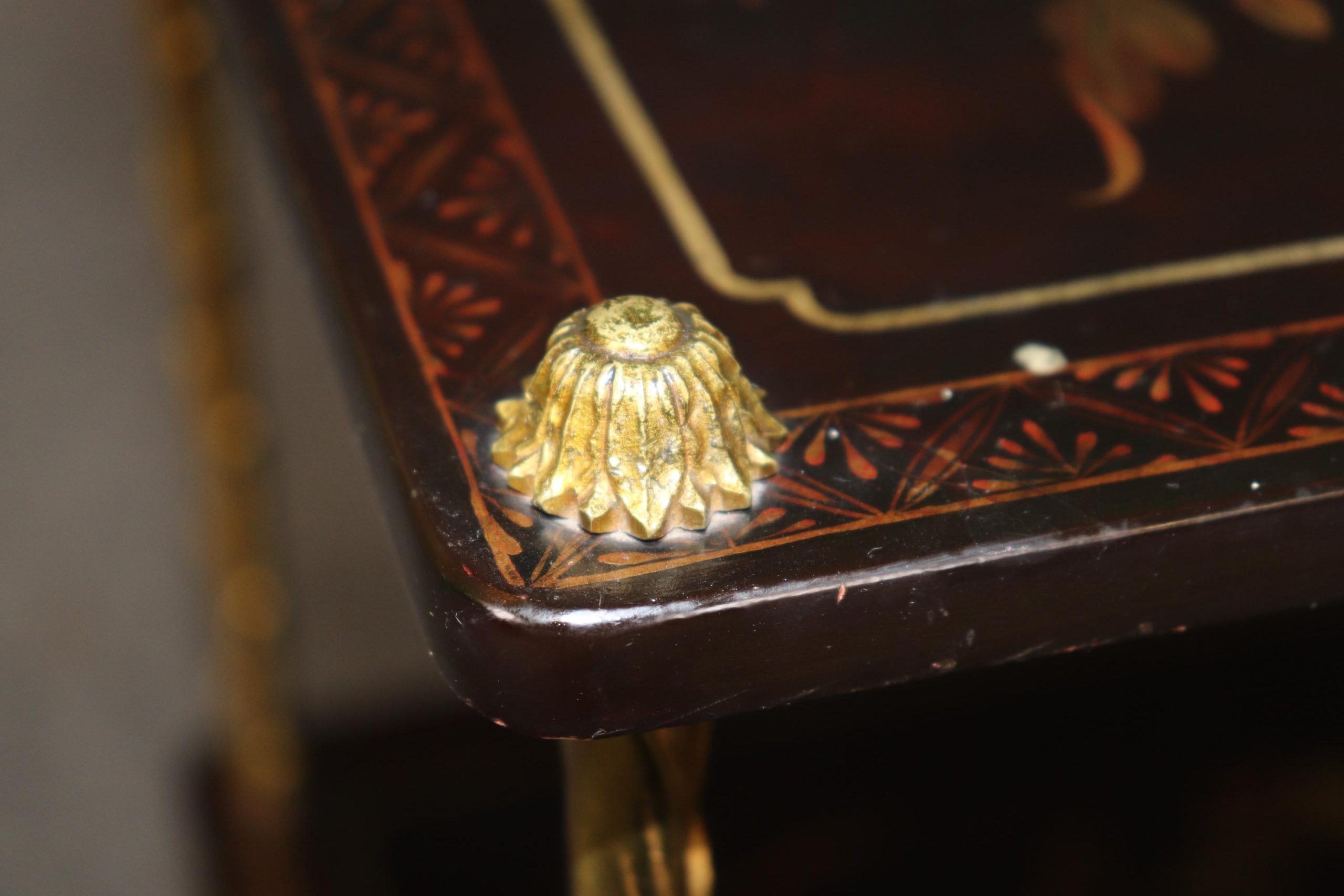 French Directoire Chinoiserie Accent Table: Maison Bagues Brass Two-Tier Side Table - Image 7