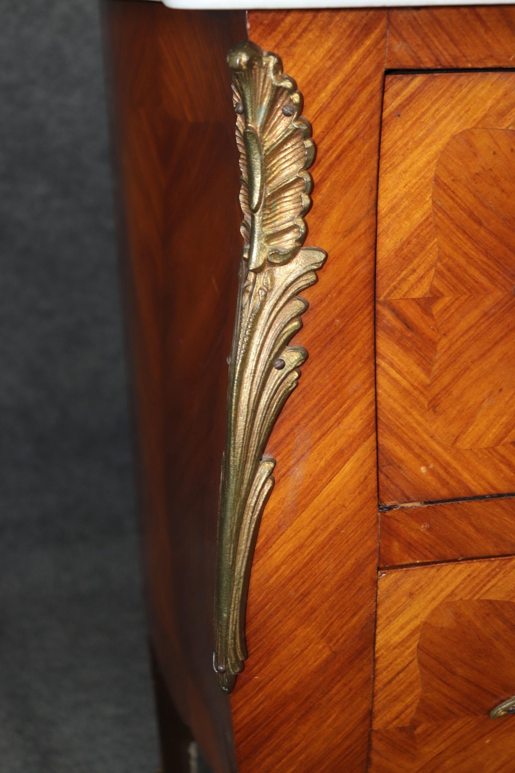 Vintage Louis XV Style Marble Top Commode: Bronze Mounted Nightstand - Image 8