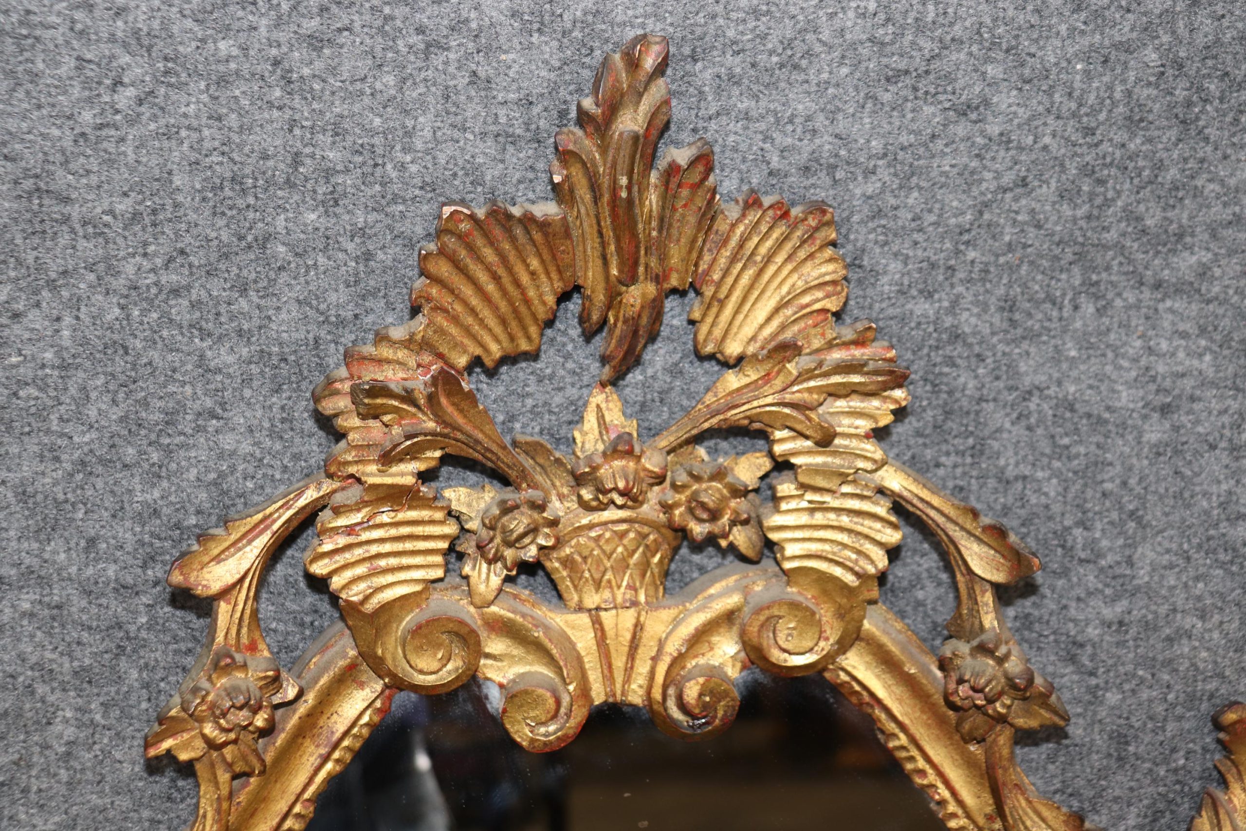 Antique Italian Rococo Gilt Mirror: Carved Wood Wall Decor - Image 6