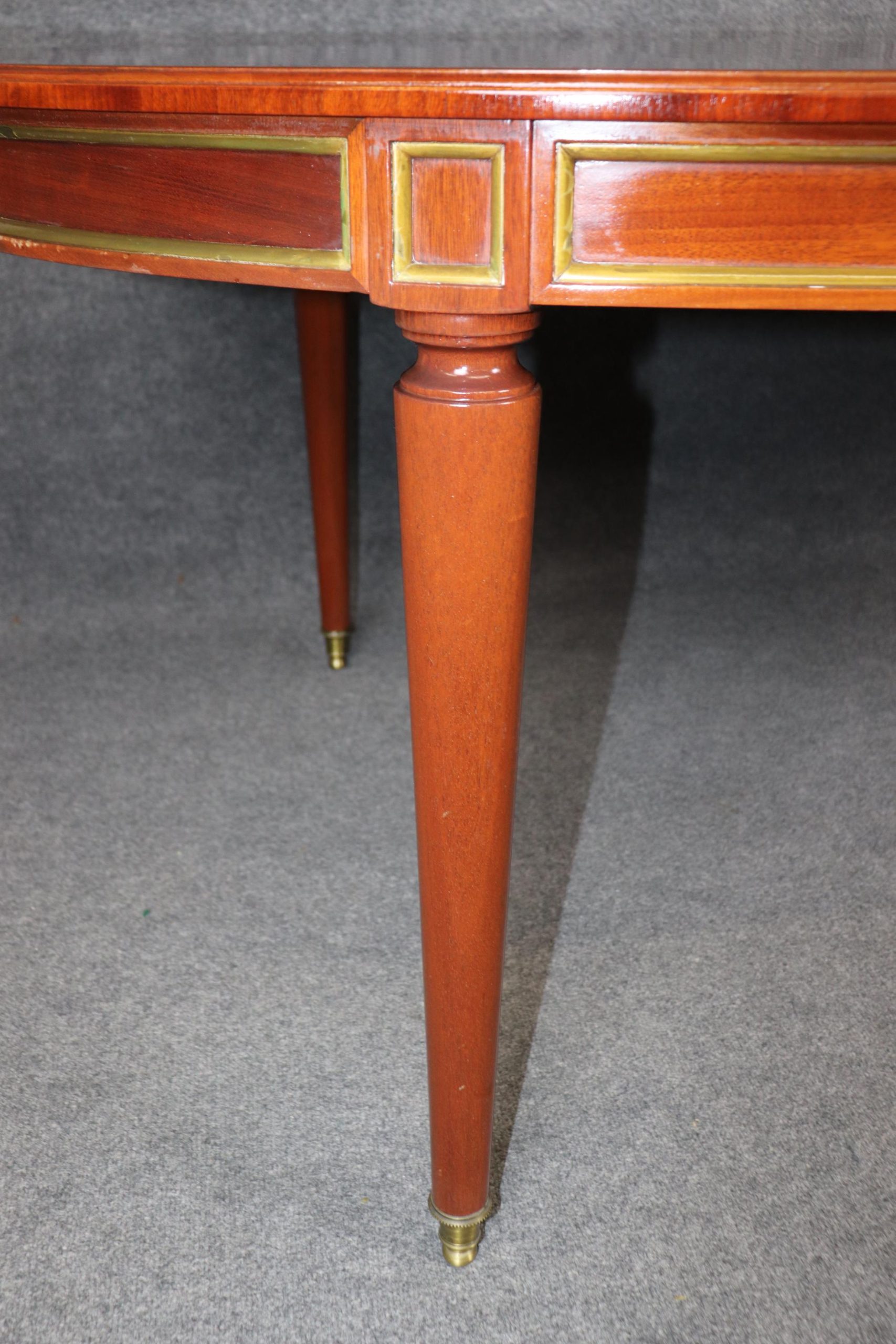 Vintage French Louis XVI Style Dining Table: Brass Mounted Maison Jansen - Image 8