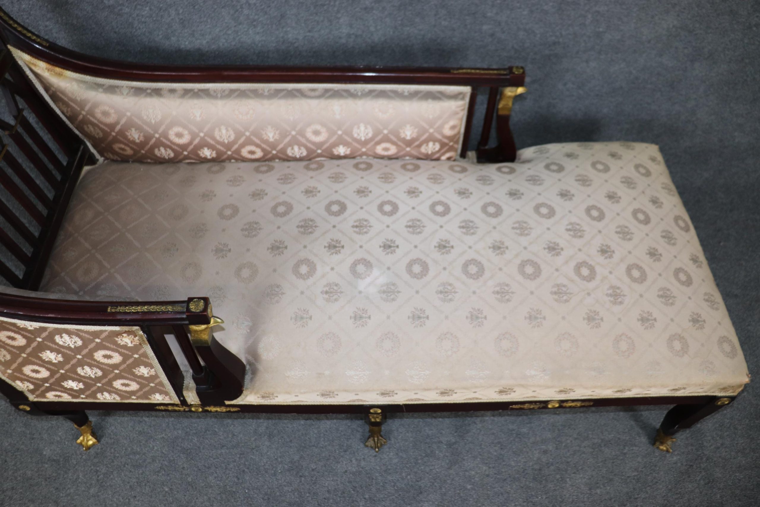 Antique French Empire Chaise Lounge: 19th Century Ormolu Mounted Daybed - Image 5