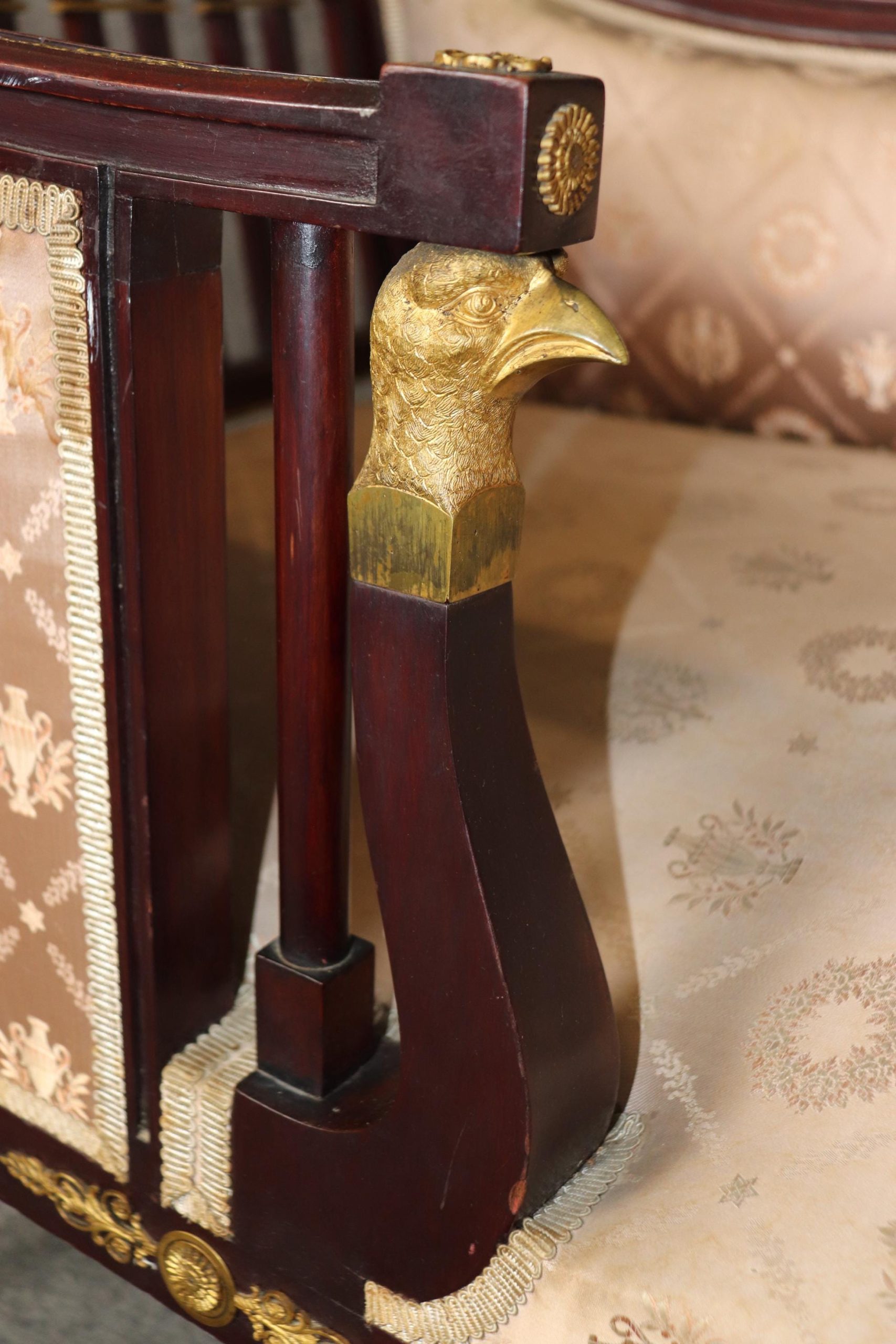 Antique French Empire Chaise Lounge: 19th Century Ormolu Mounted Daybed - Image 6