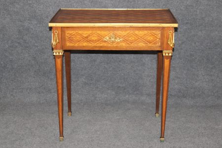 Antique Louis XVI Style Marquetry Inlaid Ormolu Mounted Side Table