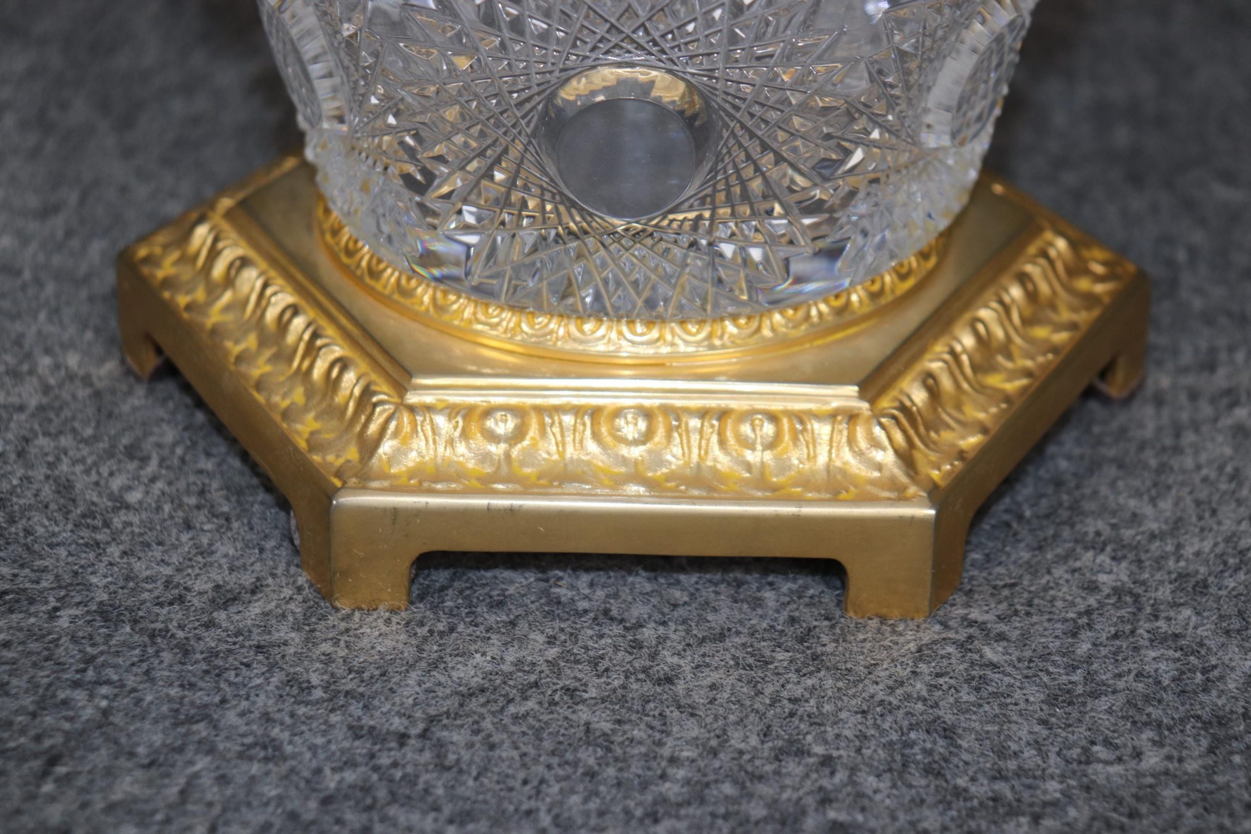 Vintage French Cut Crystal Vase with Bronze Ormolu Mounts - Image 5