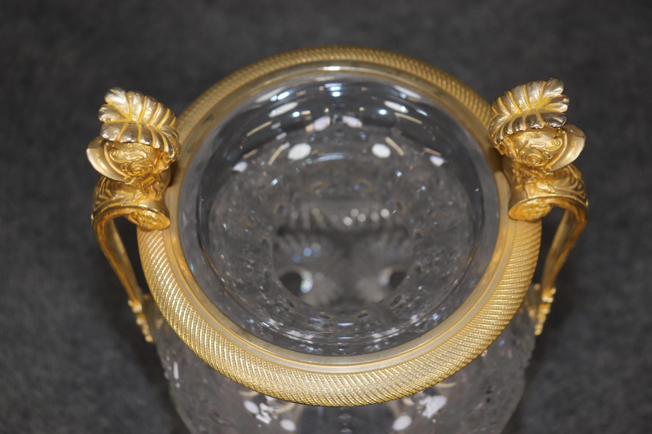 Vintage French Cut Crystal Vase with Bronze Ormolu Mounts - Image 8