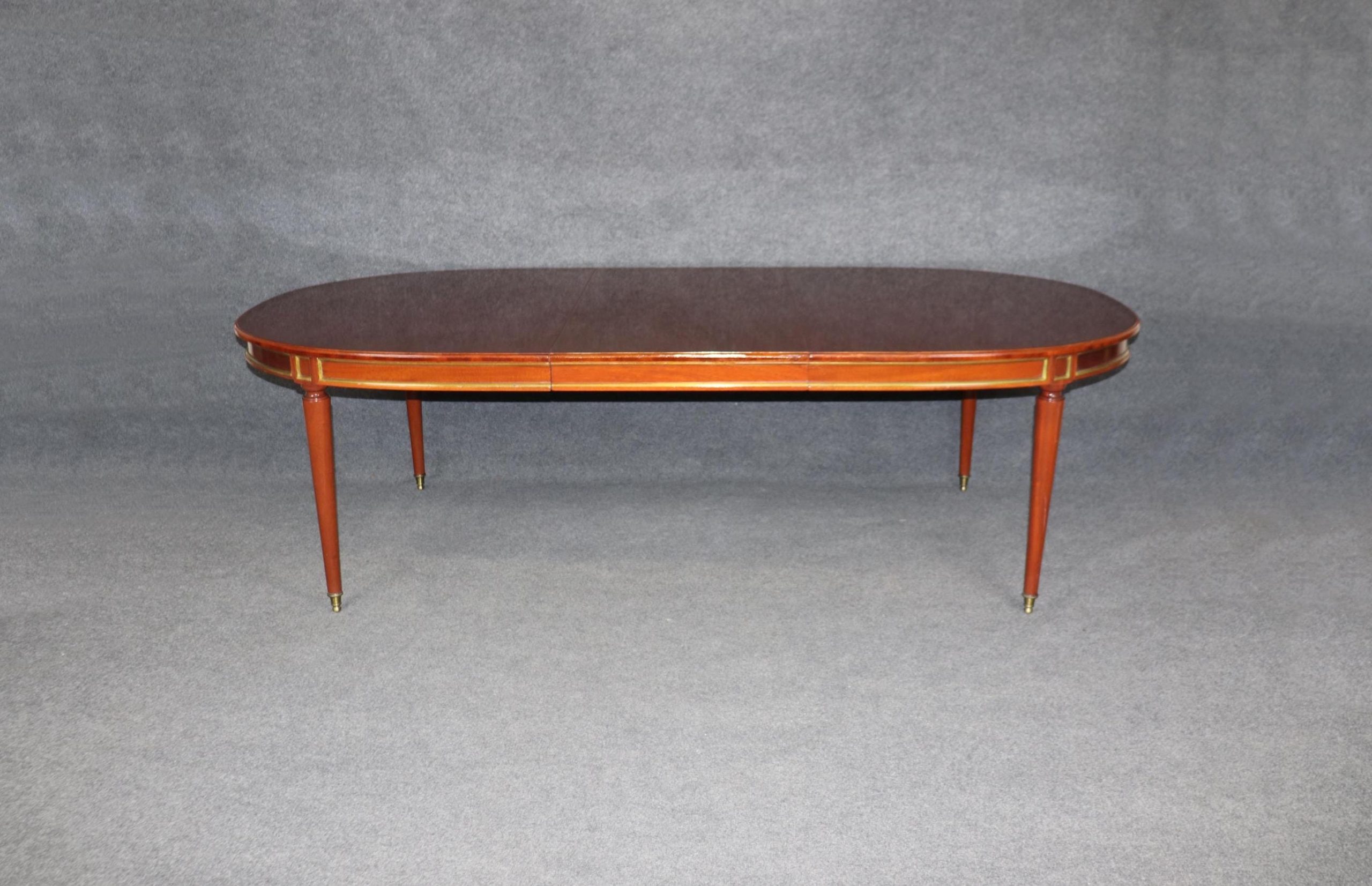 Vintage French Louis XVI Style Dining Table: Brass Mounted Maison Jansen