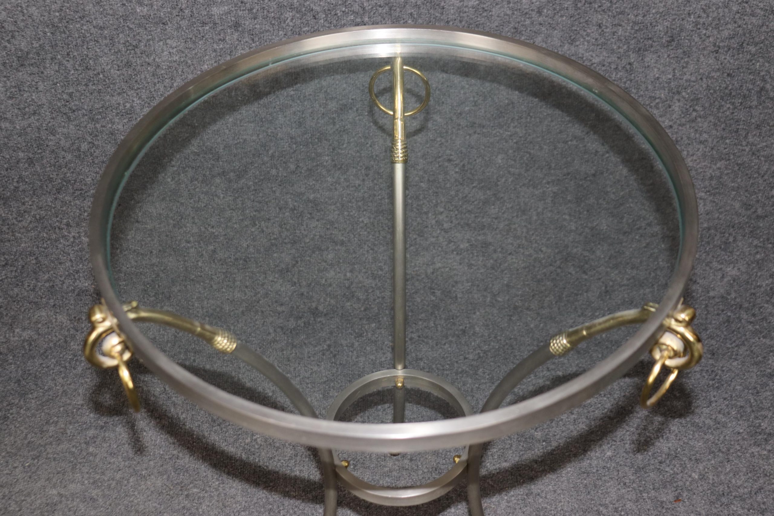 Vintage Regency Style Glass Top Side Tables: Maison Jansen Style Gueridon Pair - Image 8