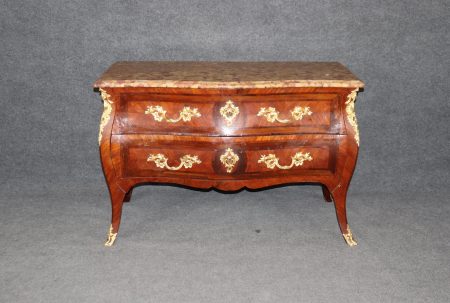Antique French Marble Top Commode: 18th Century Bronze Mounted Chest