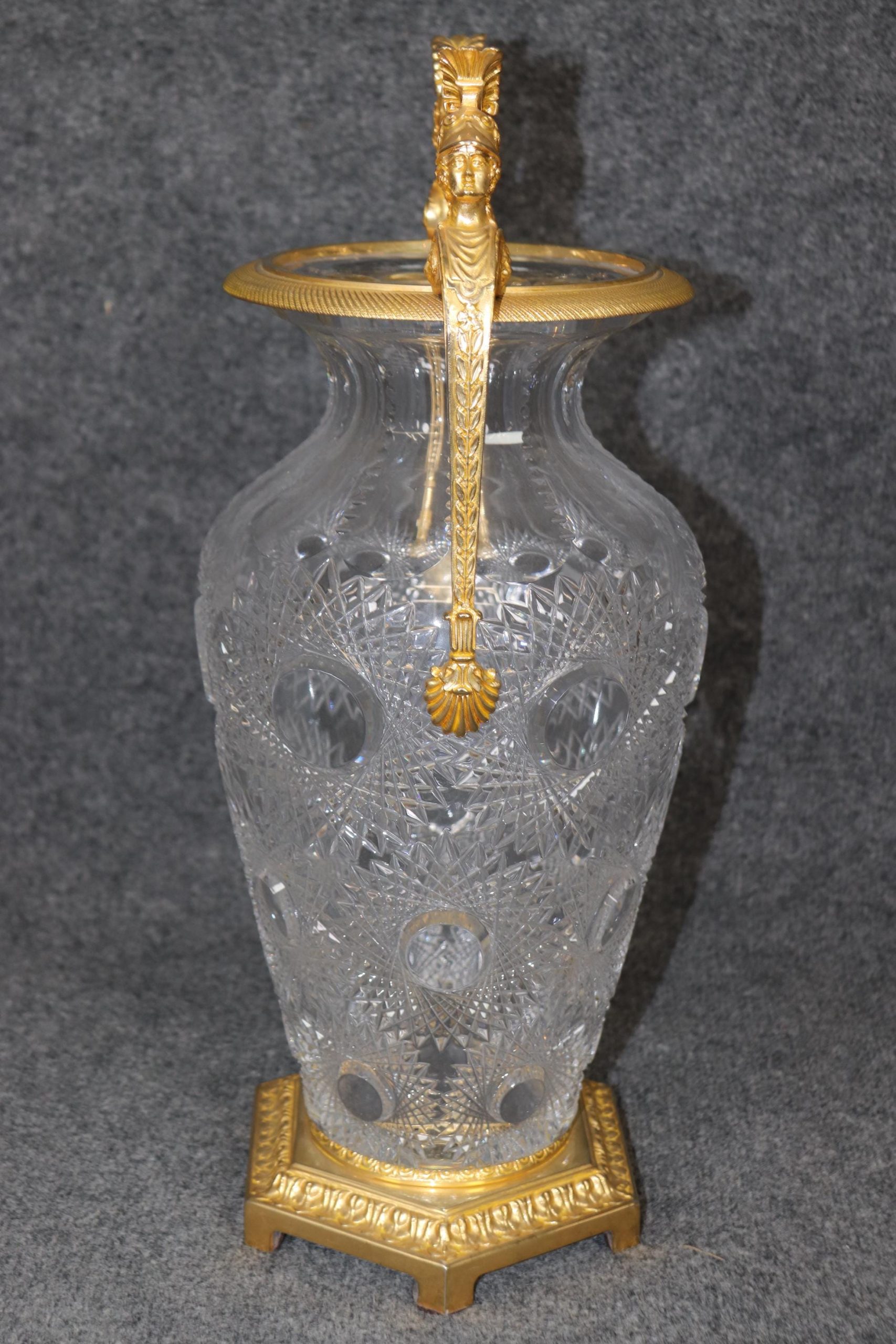 Vintage French Cut Crystal Vase with Bronze Ormolu Mounts - Image 2