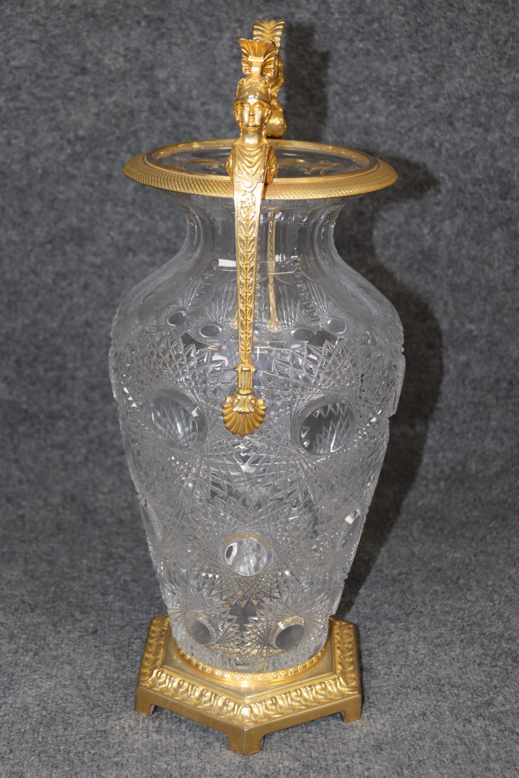 Vintage French Cut Crystal Vase with Bronze Ormolu Mounts - Image 4