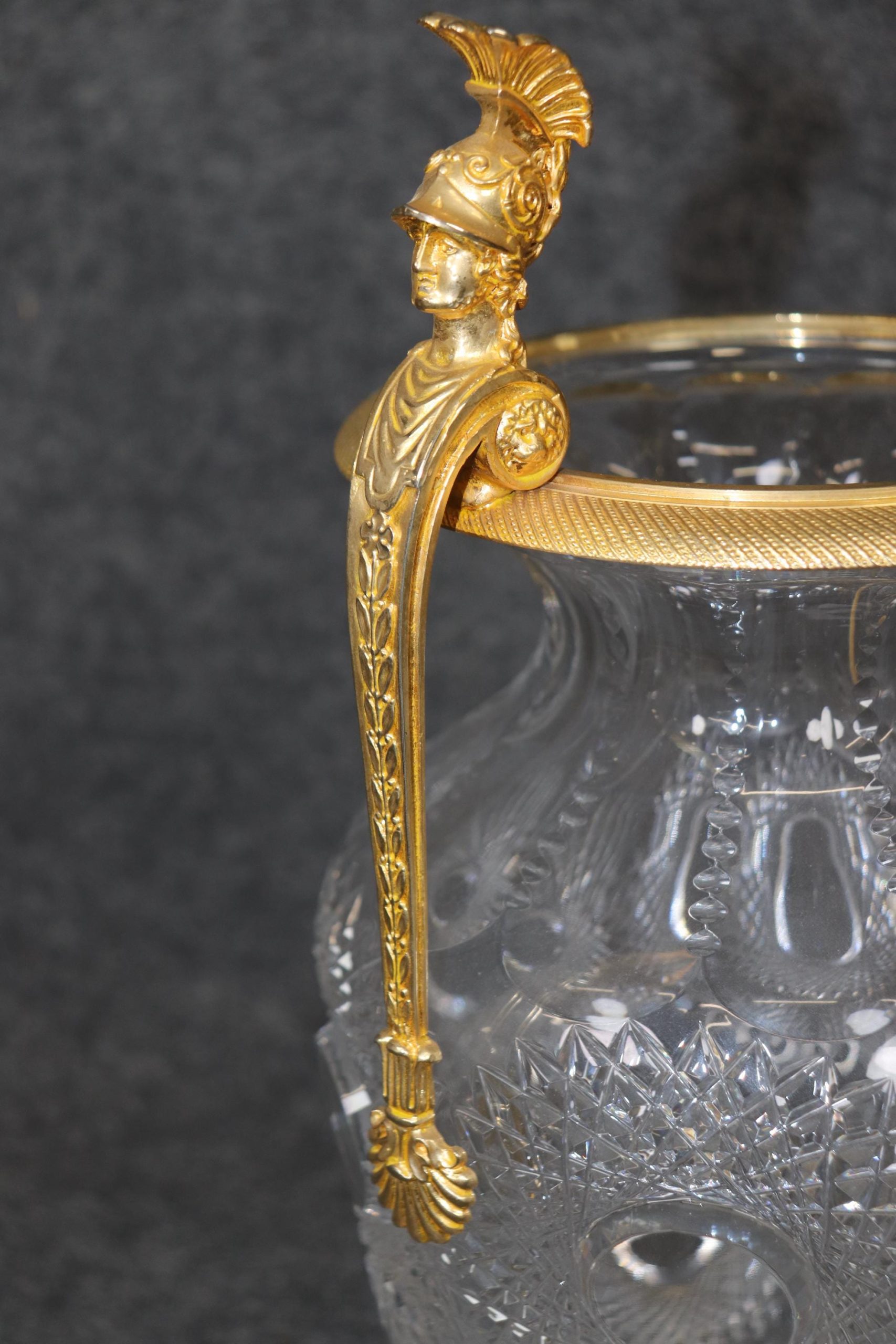 Vintage French Cut Crystal Vase with Bronze Ormolu Mounts - Image 6
