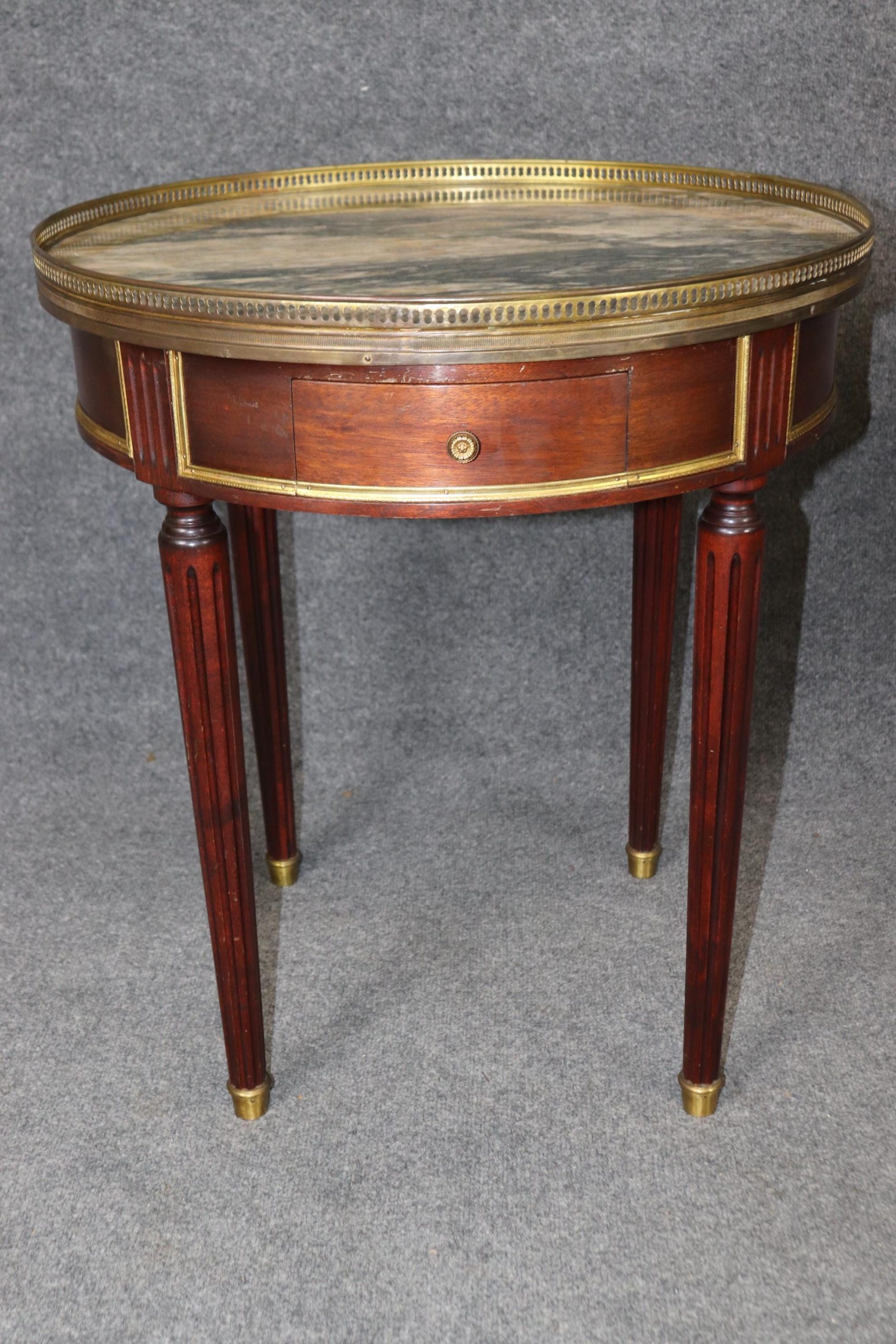 French Maison Jansen Louis XVI Style Marble Top End Tables - Pair - Image 4