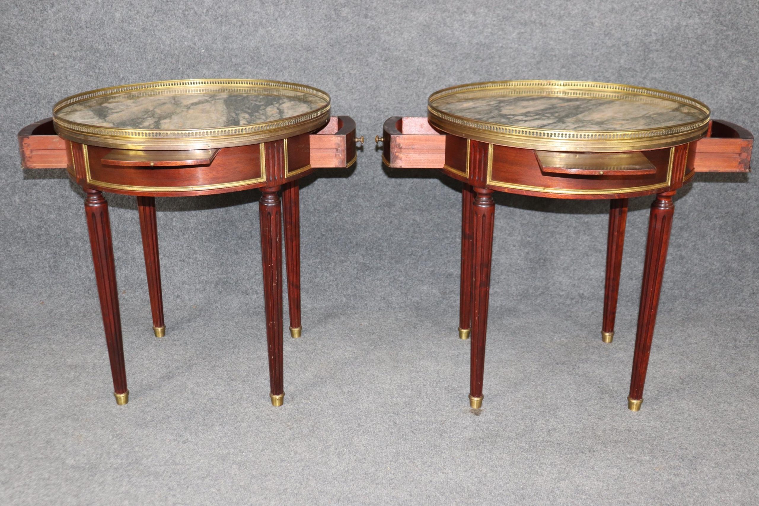French Maison Jansen Louis XVI Style Marble Top End Tables - Pair - Image 6