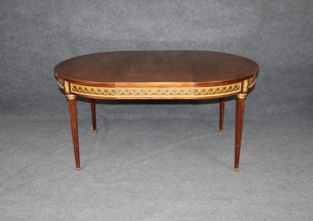 Antique French Louis XVI Style Dining Table with Bronze Ormolu Mounts