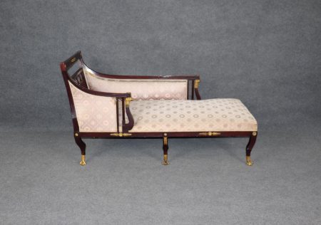 Antique French Empire Chaise Lounge: 19th Century Ormolu Mounted Daybed