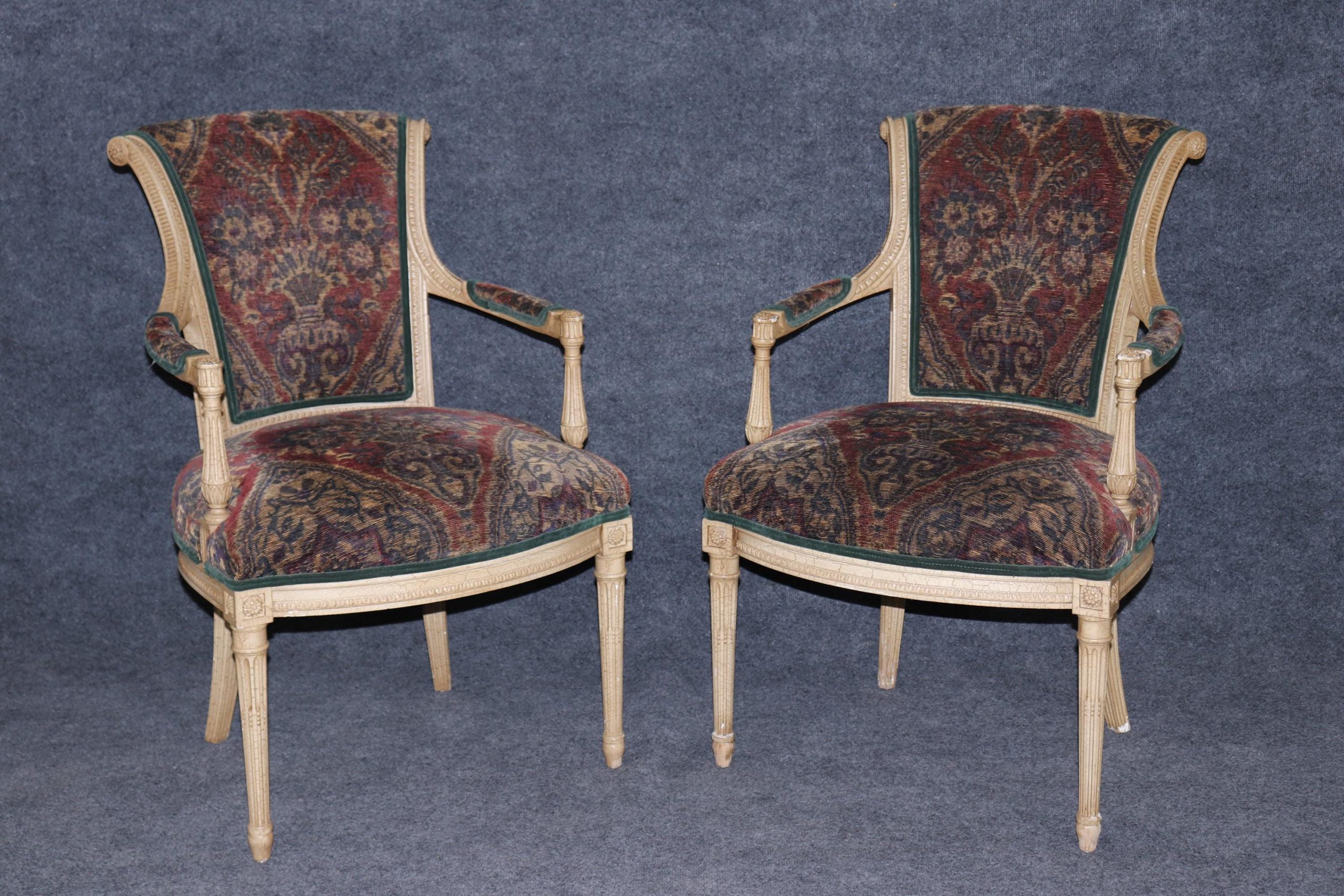 Vintage Louis XVI Style Upholstered Dining Chairs - Set of 10 - Image 3
