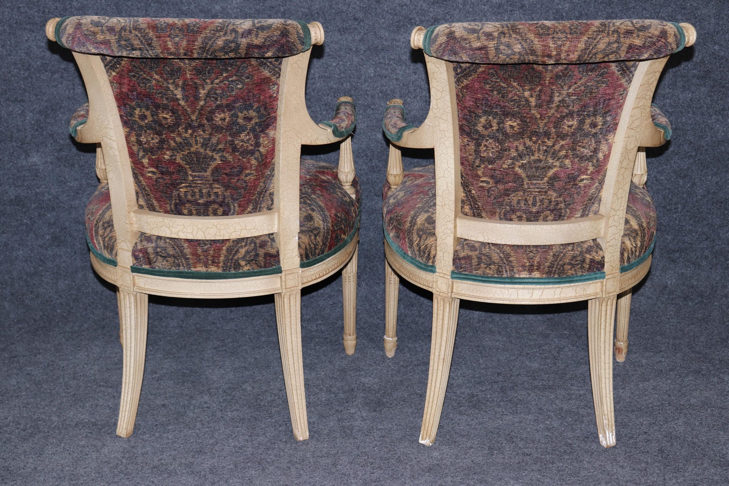 Vintage Louis XVI Style Upholstered Dining Chairs - Set of 10 - Image 5