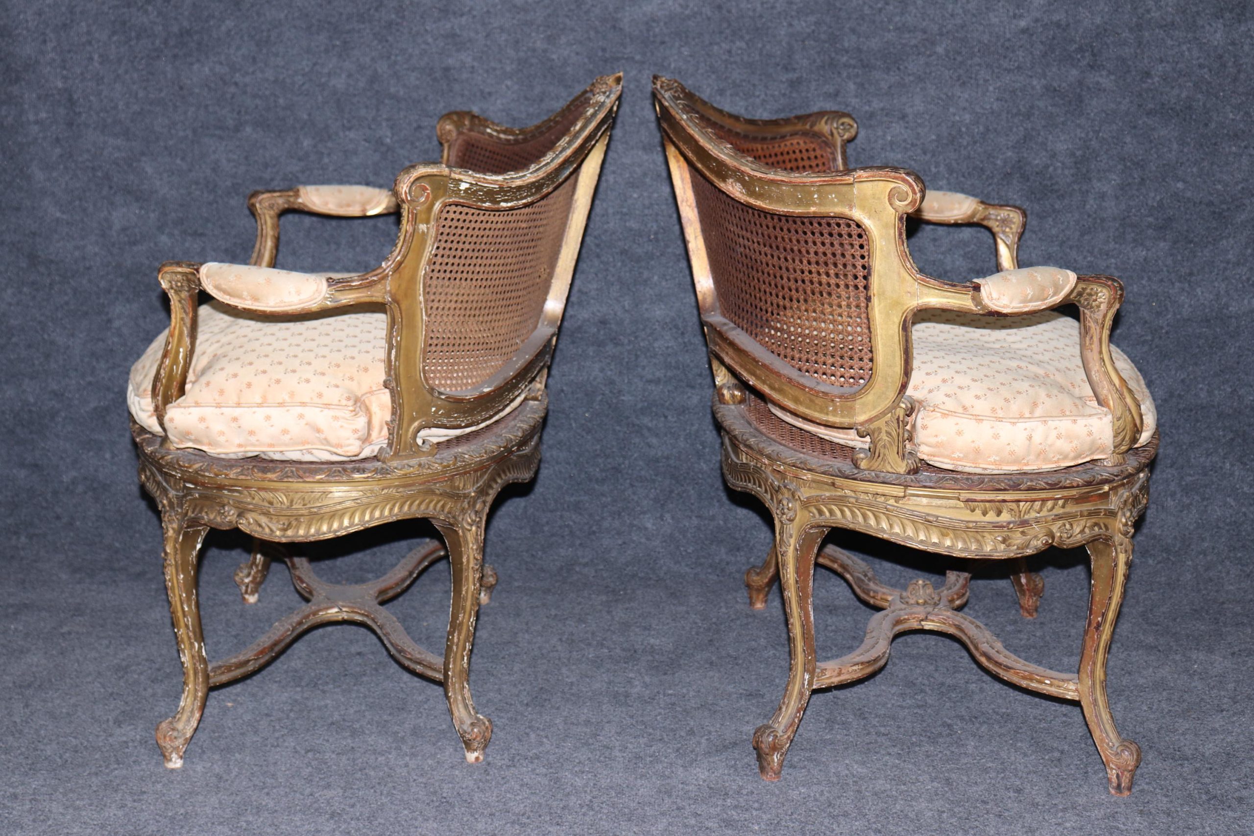 Signed Antique French Giltwood Bergere Chairs by Francois Linke - Image 3
