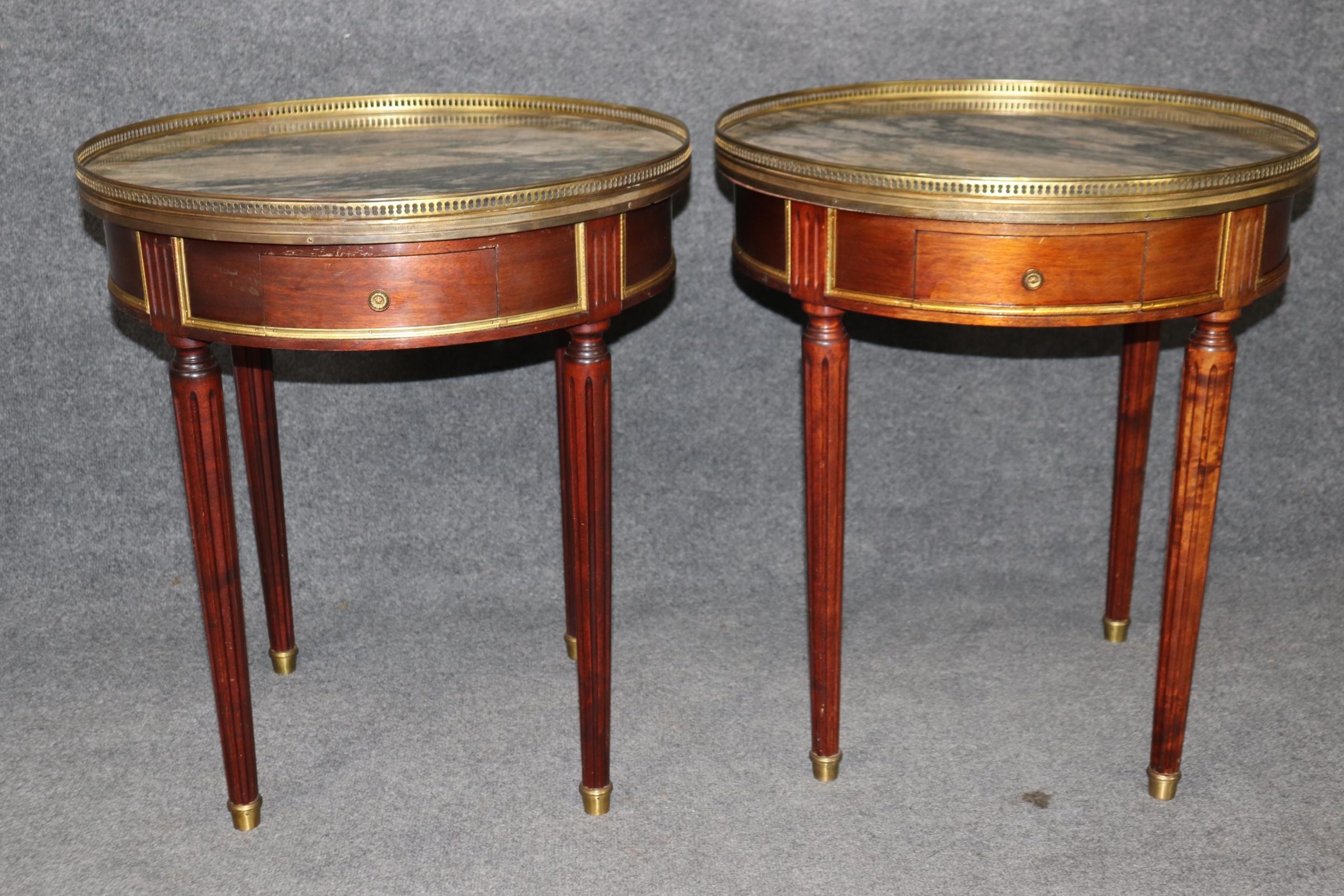 French Maison Jansen Louis XVI Style Marble Top End Tables - Pair - Image 3